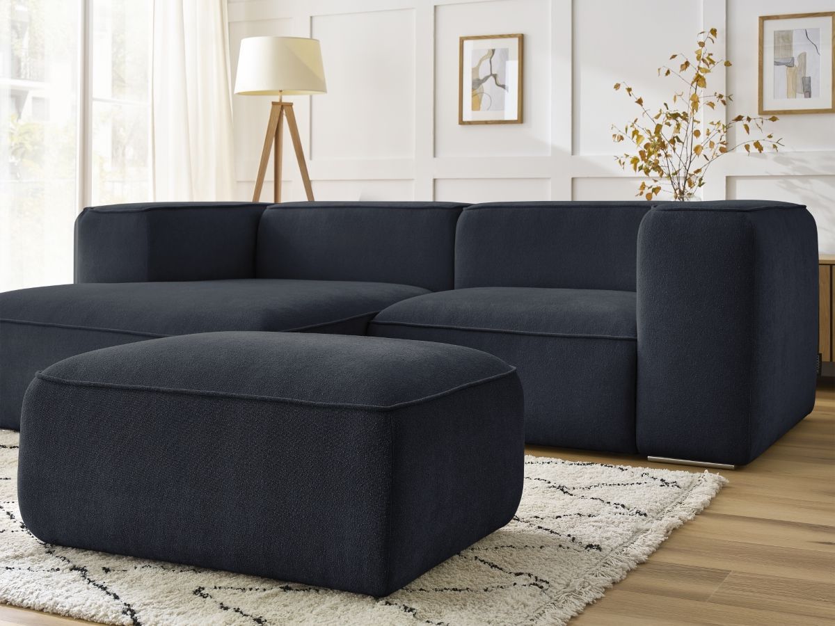 Bobochic Zephyr Ecksofa mit Pouf 260 × 165 cm Strukturstoff Dunkelblau Ecke links