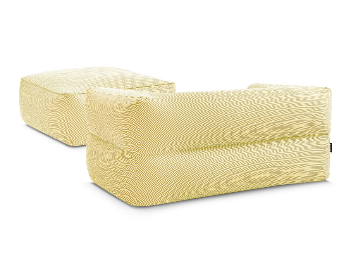 Bobochic Nour Gartensofa 3-Sitzer mit Pouf Stoff Gelb