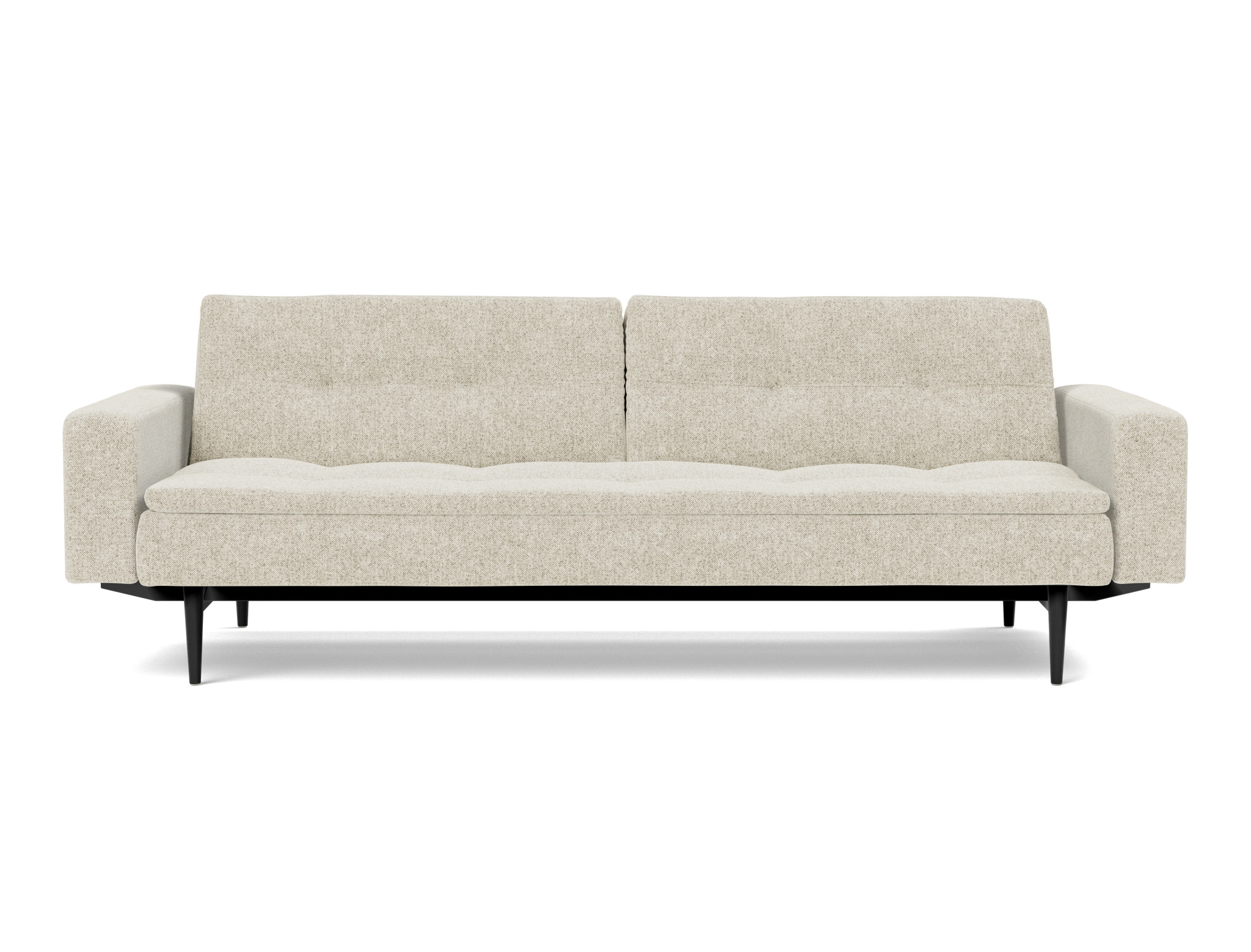 Schlafsofa Dublexo mit Armlehnen Strukturierter Stoff Taura 357-Off-White Beine Styletto Eiche schwarz