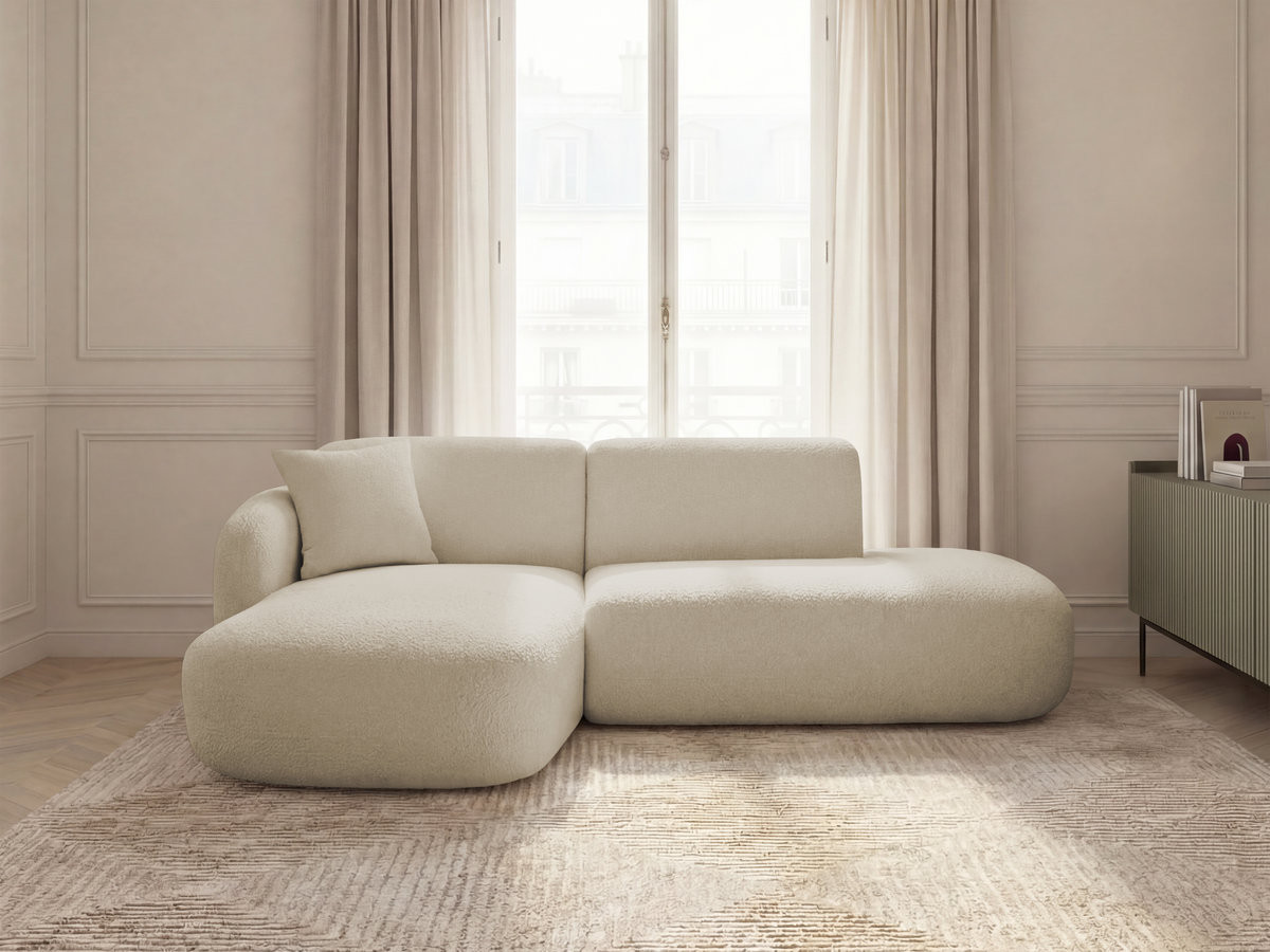 Bobochic Anda Ecksofa 241 × 163 cm Chenille Beige Ecke links