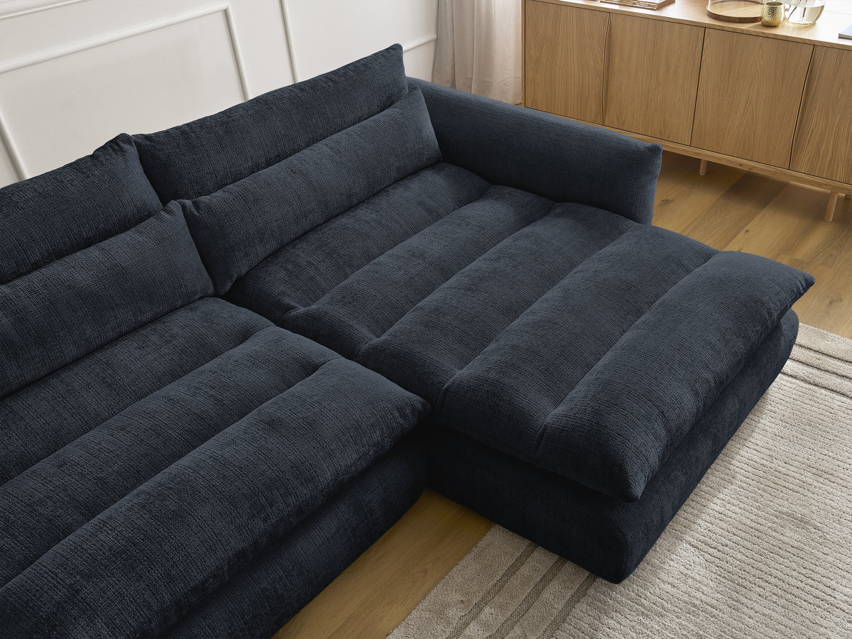 Bobochic Neil Ecksofa Strukturstoff Dunkelblau Ecke rechts