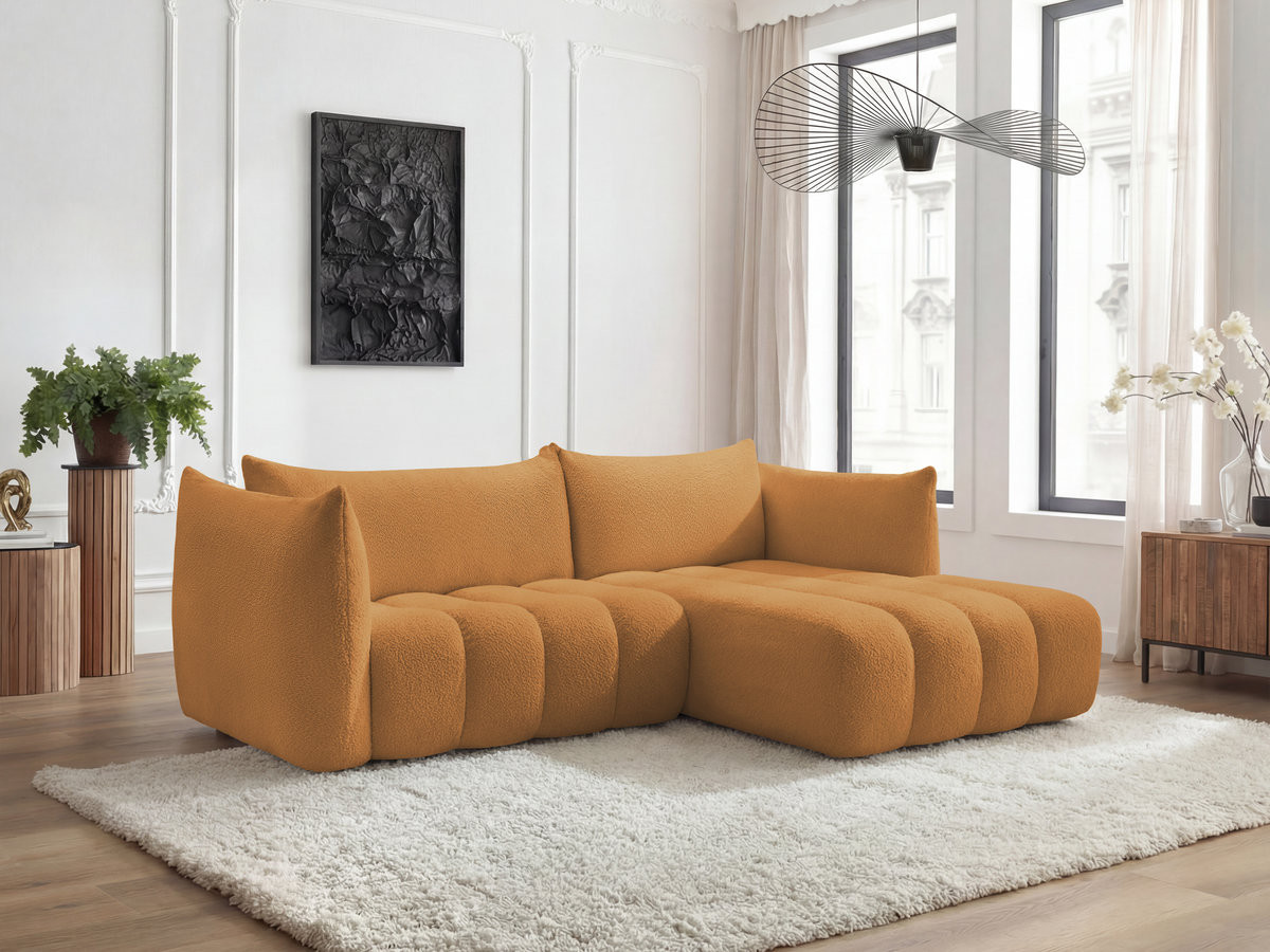 Bobochic Azra Ecksofa 262 × 178 cm Bouclé-Stoff Gelb Ecke rechts