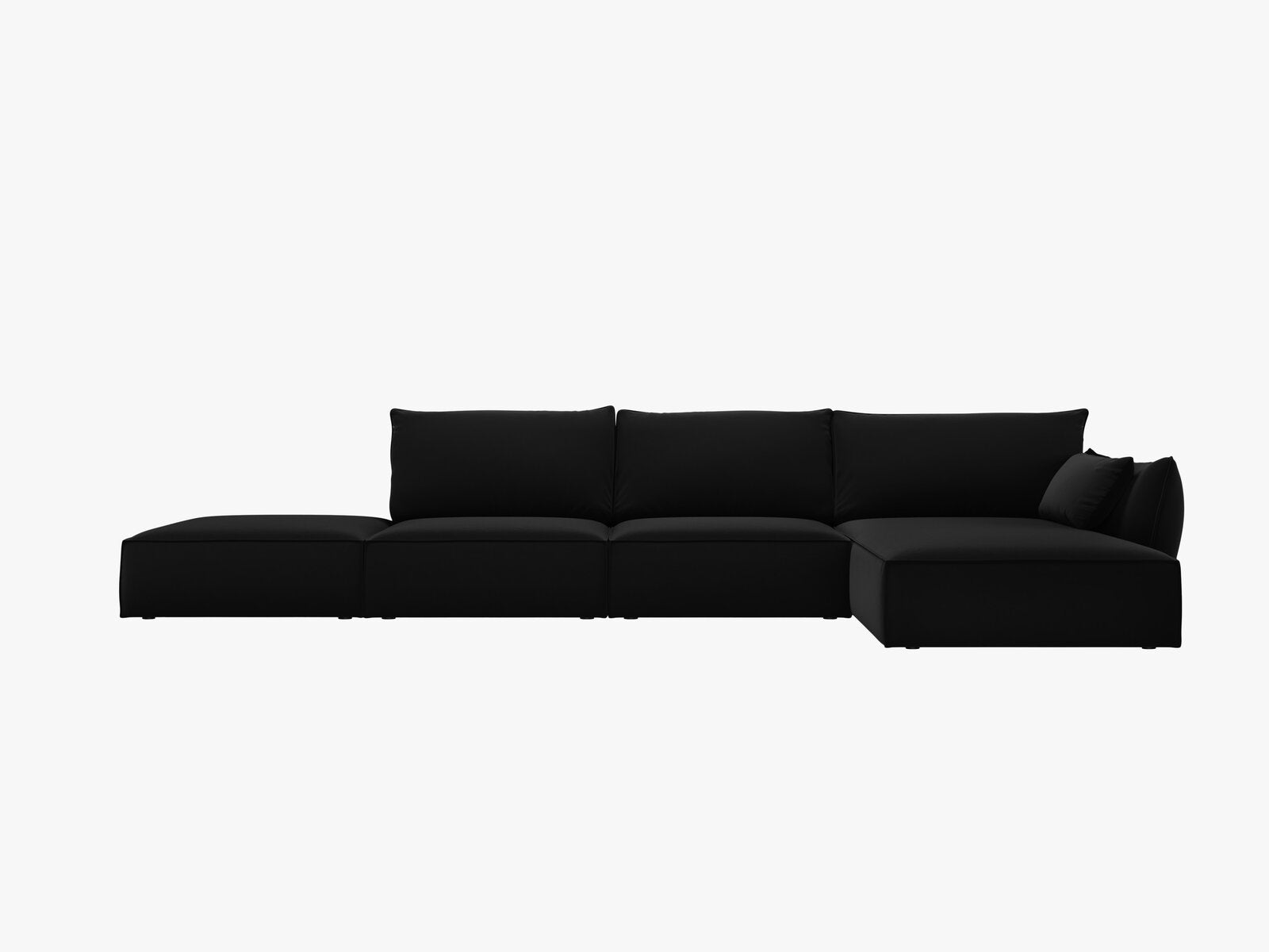 Micadoni Ecksofa Kaelle 5-Sitzer Rechts Samt Bluvel Schwarz