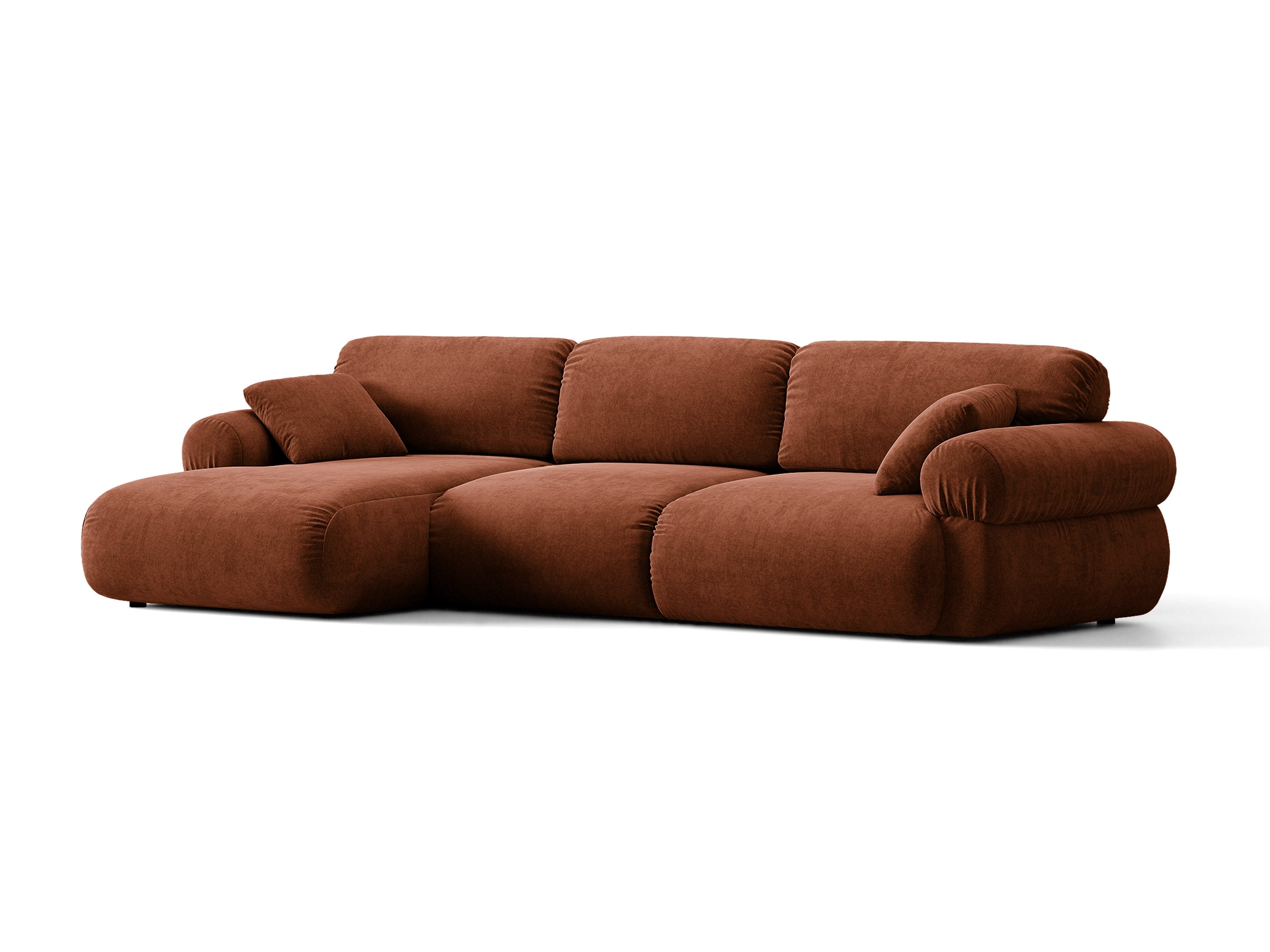 Micadoni Ophelia Ecksofa 6-Sitzer Strukturierter Stoff Liberty Ziegel Links