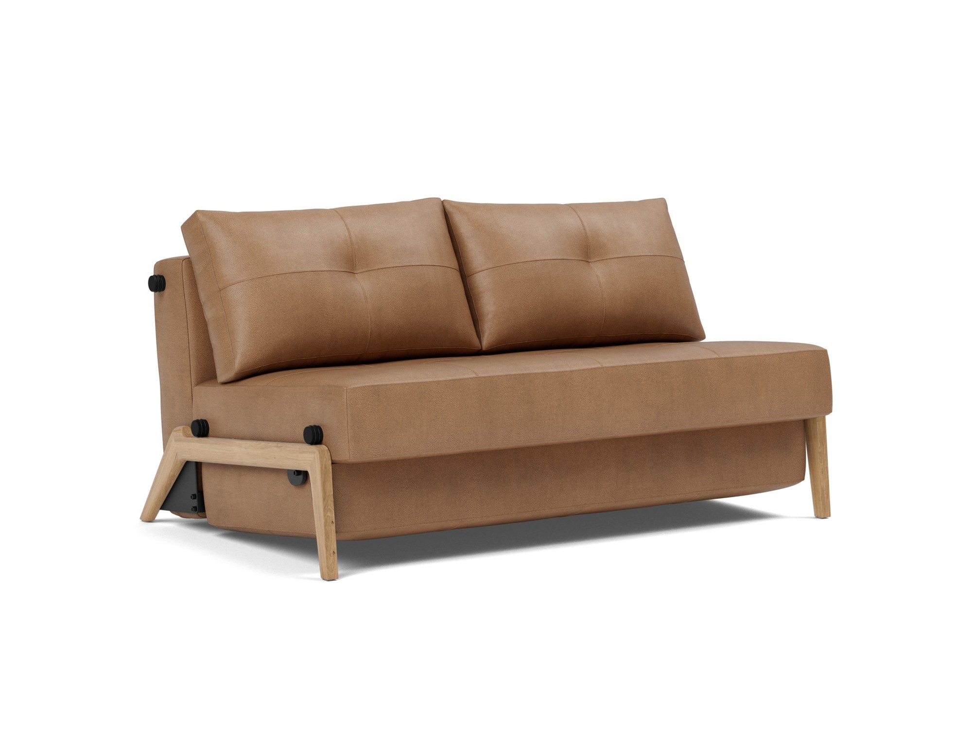 Schlafsofa Cubed 140 Lederoptik Faunal 551-Brown Beine Eiche