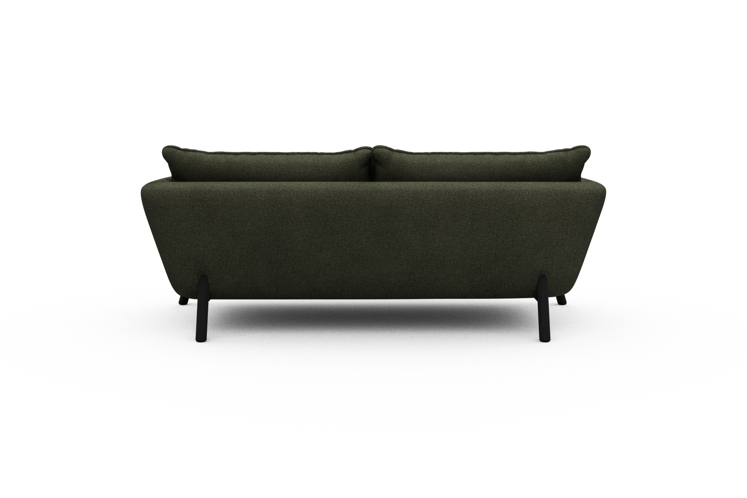 Sofa Emil PREMIUM 2-Sitzer Beinfarbe Eiche Schwarz Boucle-Forest-Green