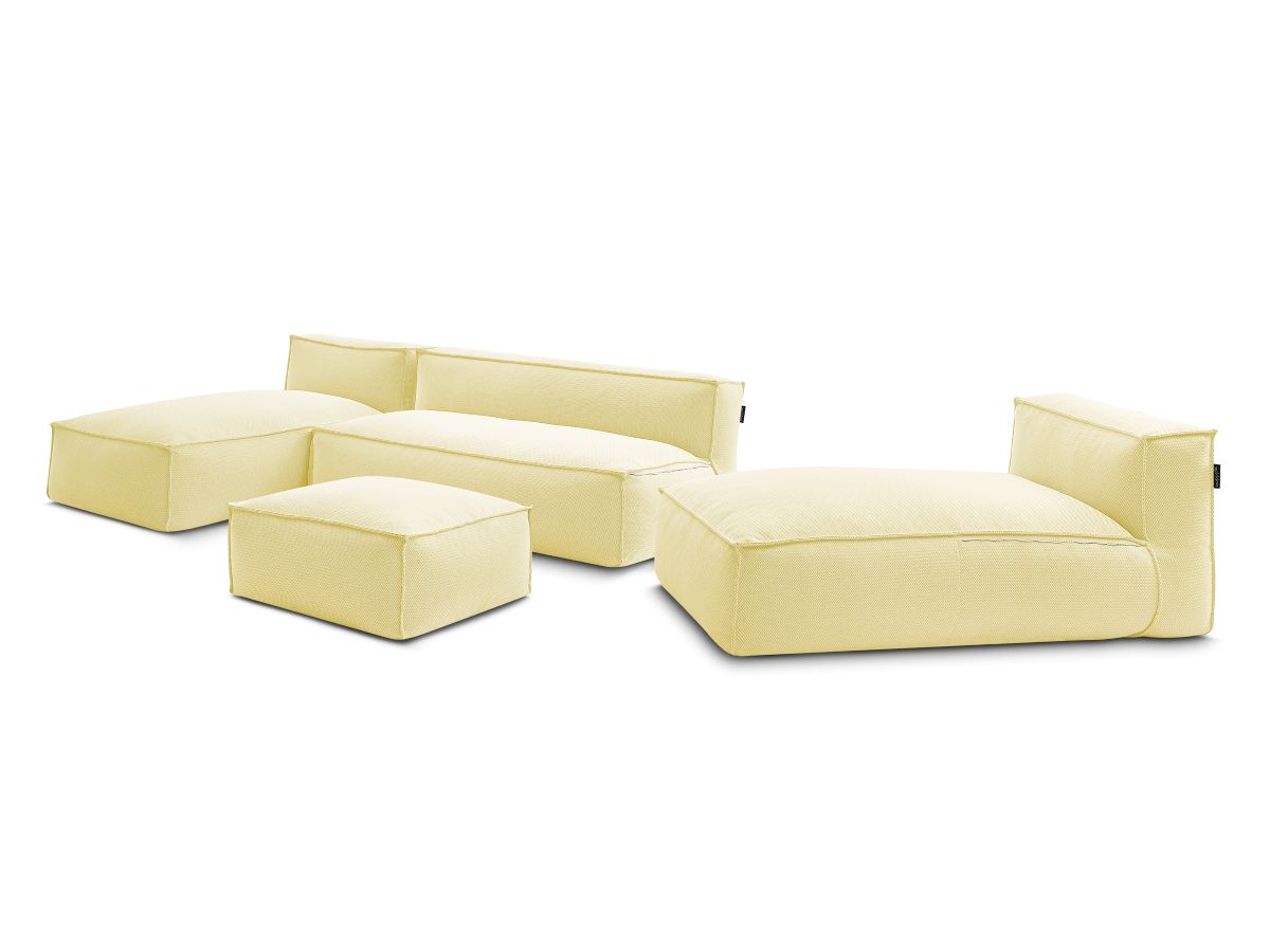 Bobochic Biarritz Gartensofa 4-Sitzer mit Pouf 332 × 168 cm Melange-Stoff Gelb