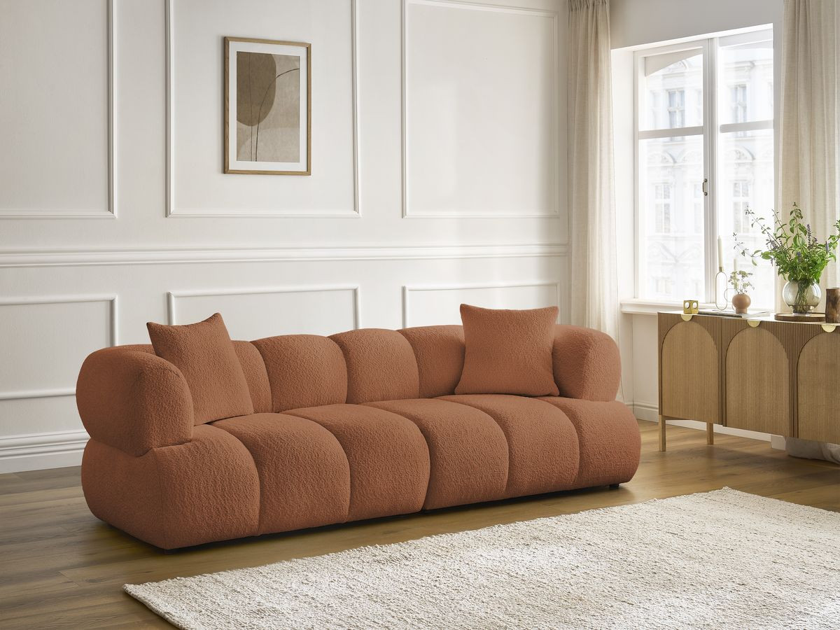 Bobochic Pamira Sofa 3-Sitzer Bouclé-Stoff Orange