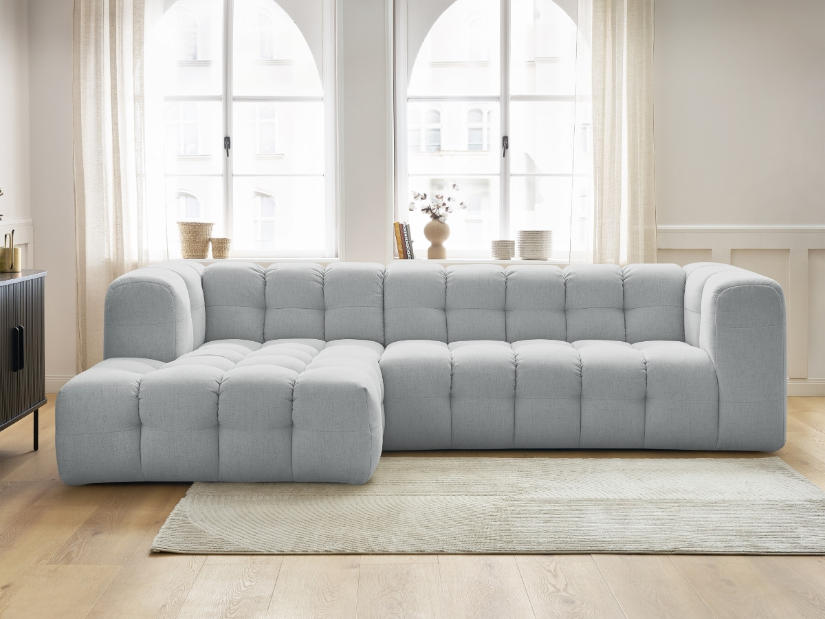 Bobochic Cloud Ecksofa 288 × 184 cm Stoff Hellgrau Ecke links