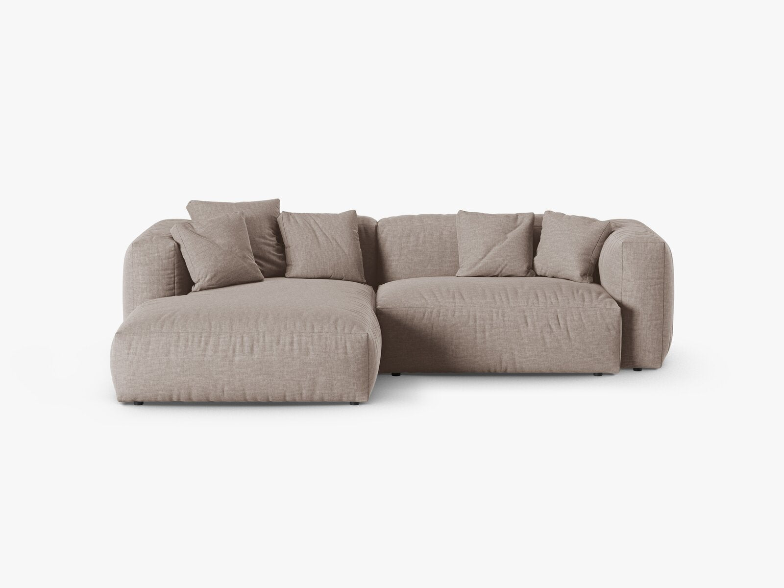 Micadoni Ecksofa Martina 2-Sitzer 90cm Sitztiefe Links Strukturierter Stoff Boston Dunkelbeige