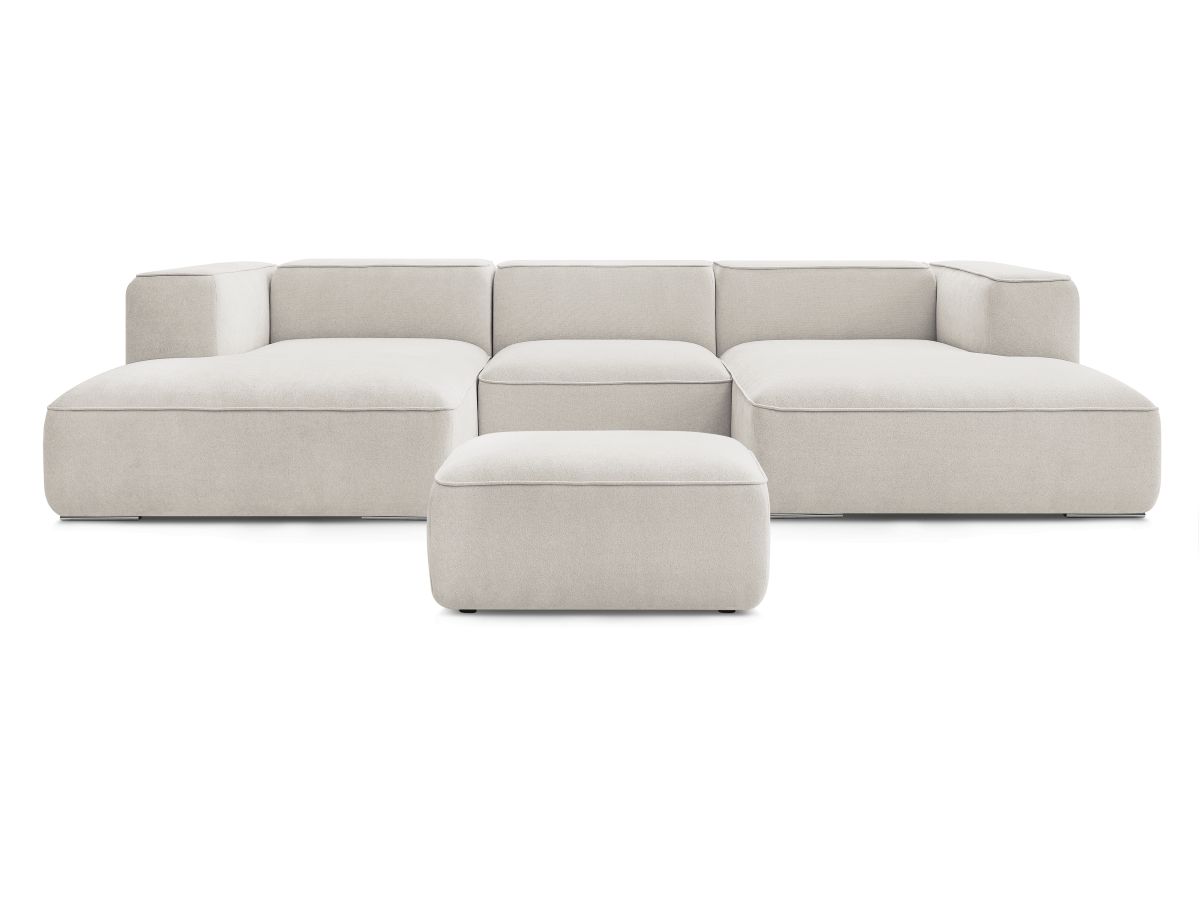 Bobochic Zephyr Wohnlandschaft mit Pouf Strukturstoff Beige