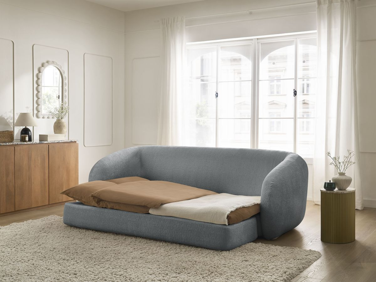 Bobochic Neyo Schlafsofa 3-Sitzer Strukturstoff Dunkelgrau