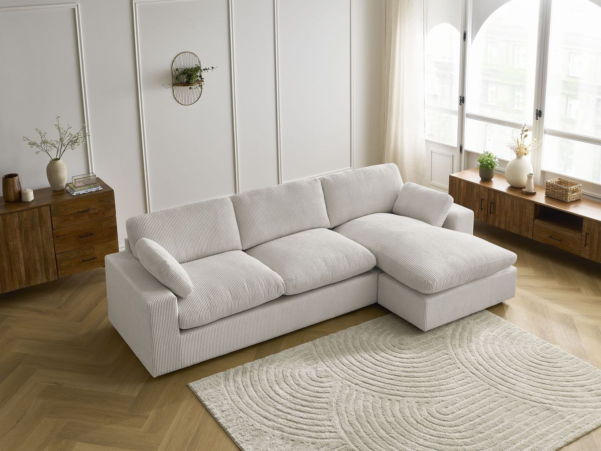 Bobochic Belair Ecksofa 280 × 139 cm Cordsamt Beige