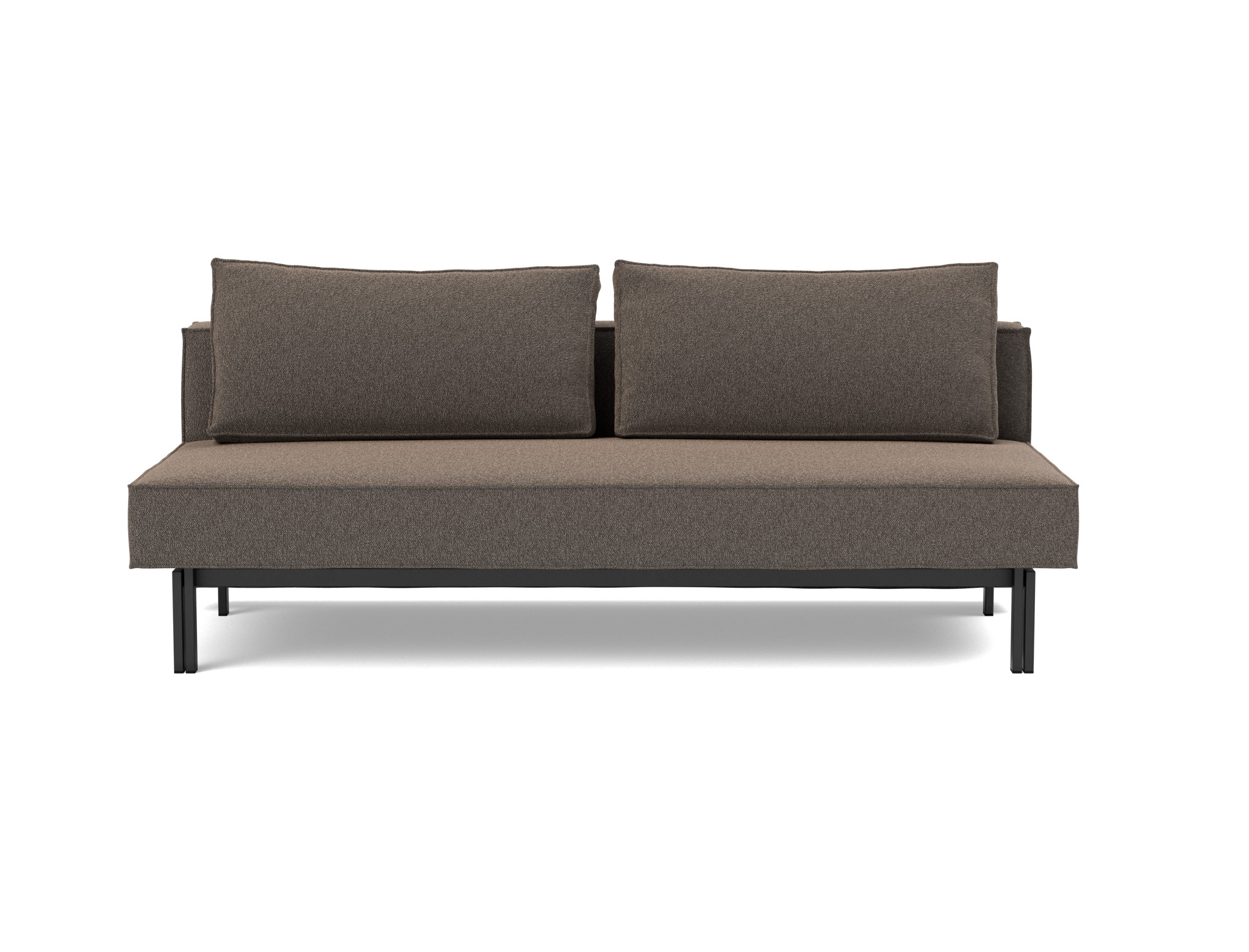 Schlafsofa Sly Boucle Skandi 530-Taupe Beine Schwarzes Metall