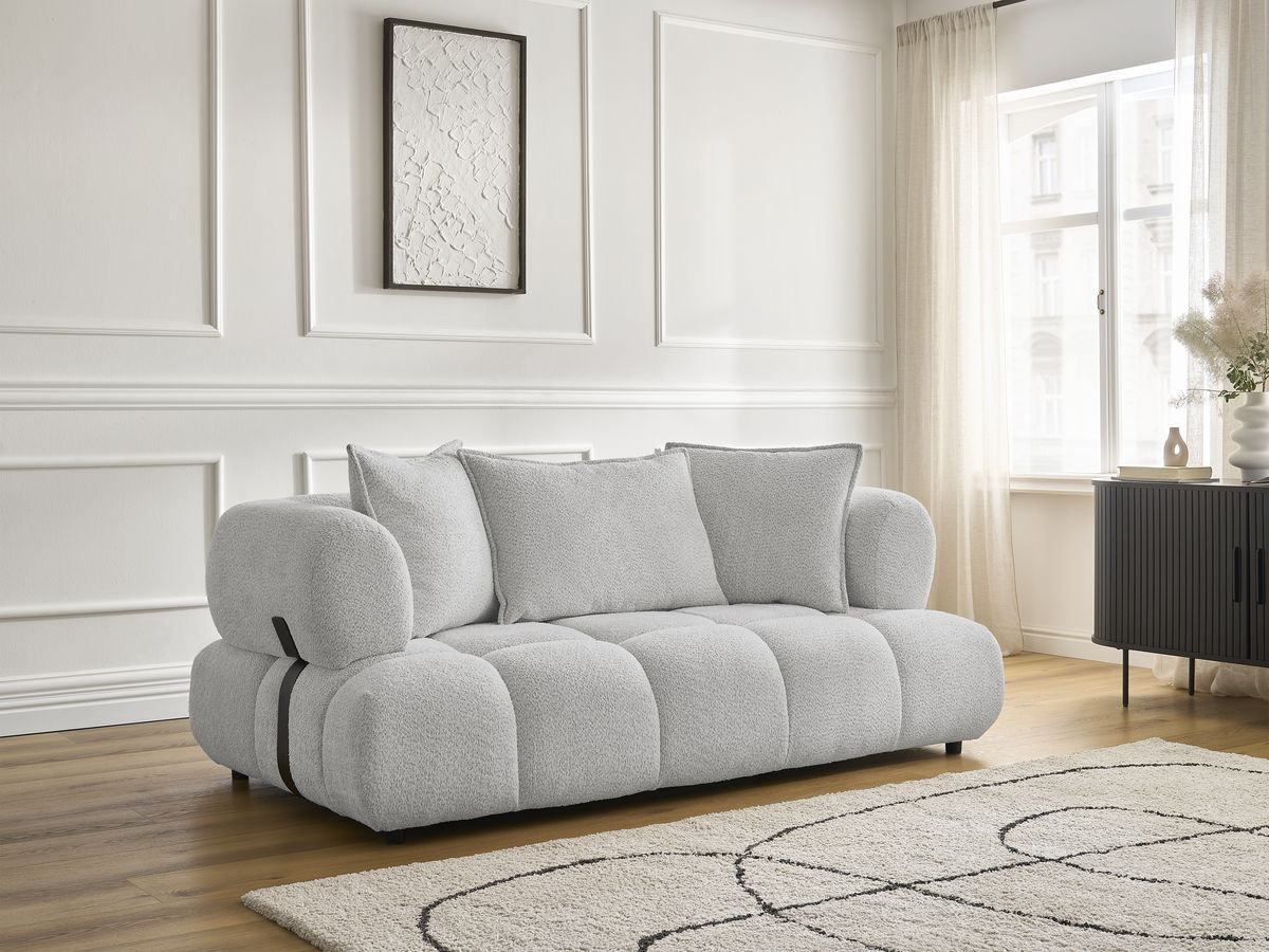 Bobochic Alya Sofa 2-Sitzer Bouclé-Stoff Hellgrau