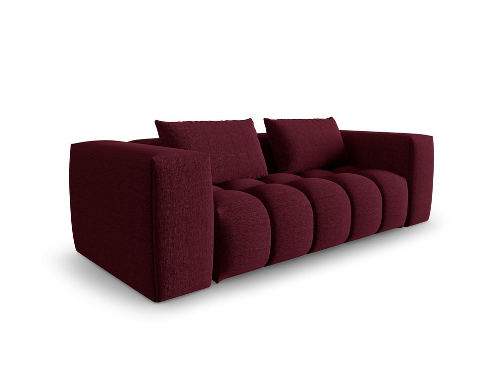 Cosmopolitan Design Sofa Verona 3-Sitzer kleine Version Strukturierter Stoff Sorella Burgundfarben