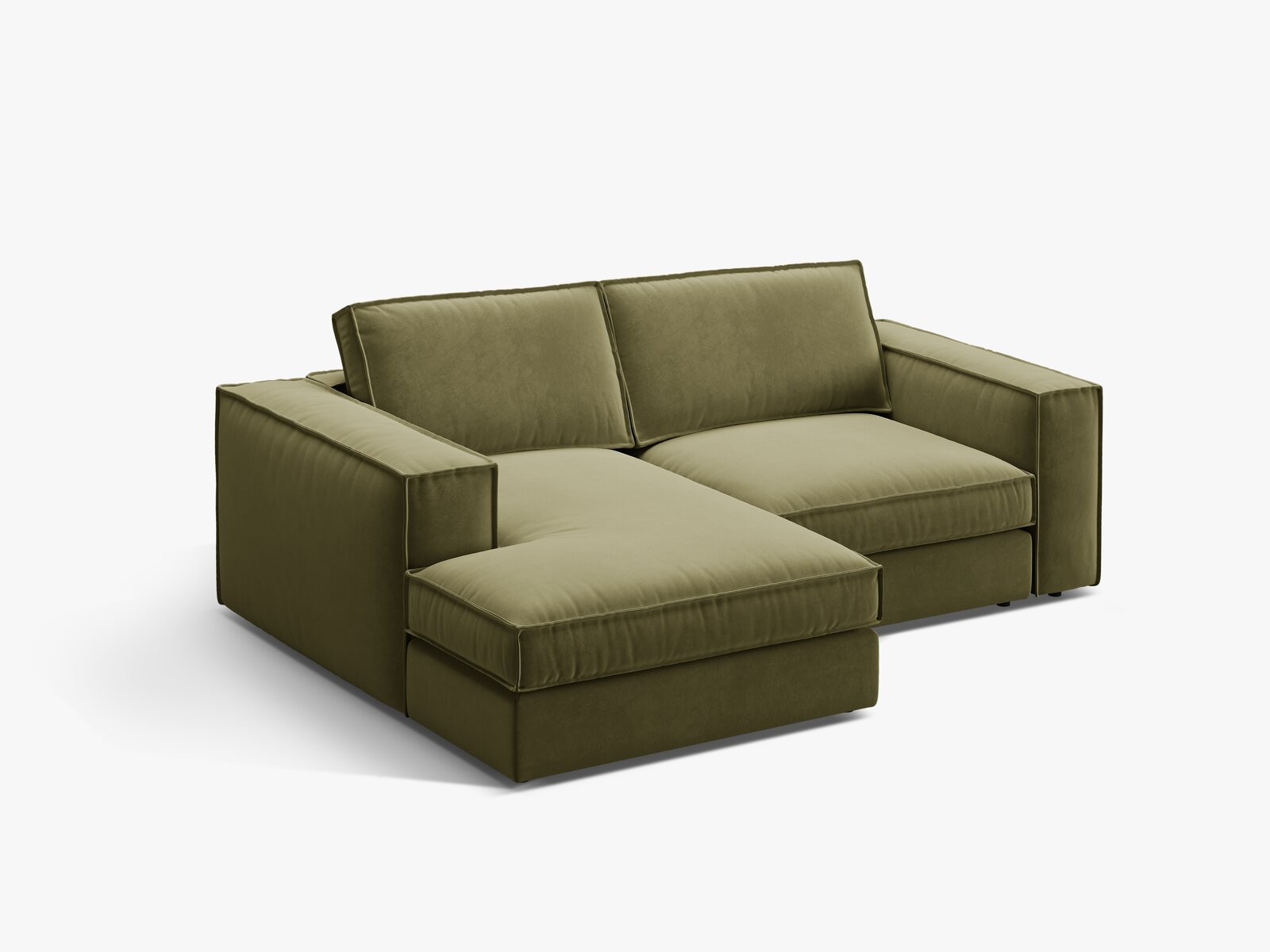 Micadoni modulares Ecksofa Pola 2-Sitzer kleine Version Links Samt Salvador Grün