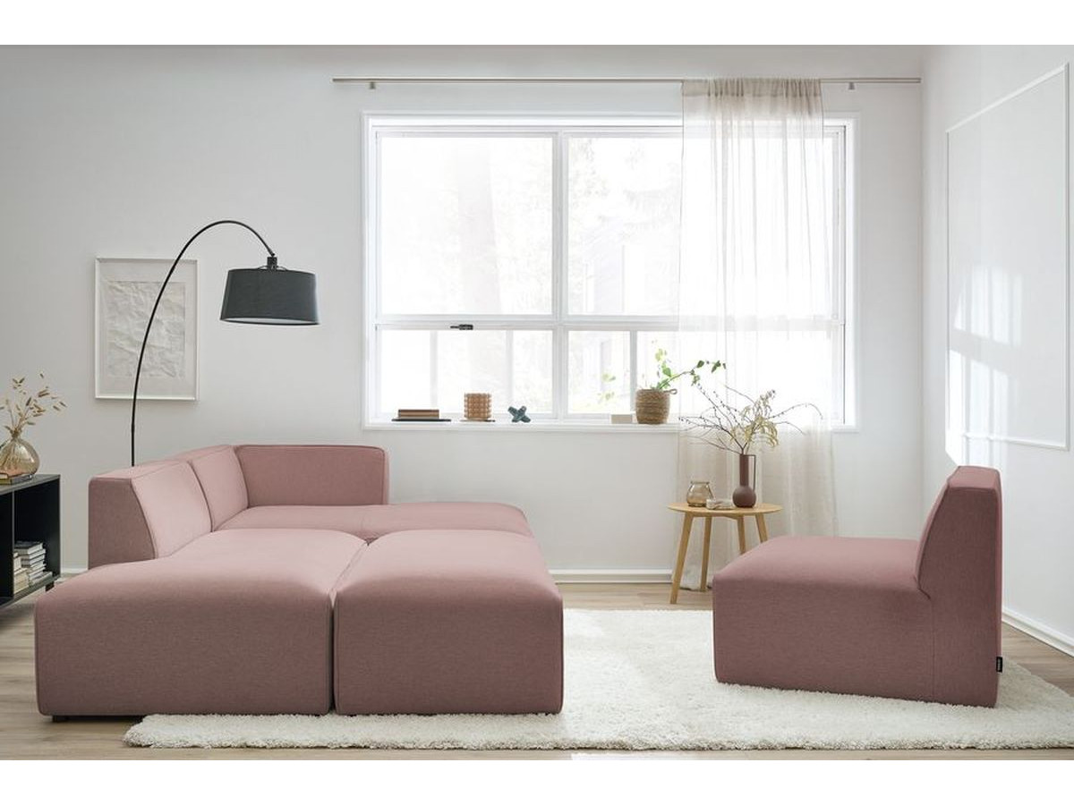 Bobochic Megeve Ecksofa mit Pouf Melange-Stoff Rosa Ecke rechts