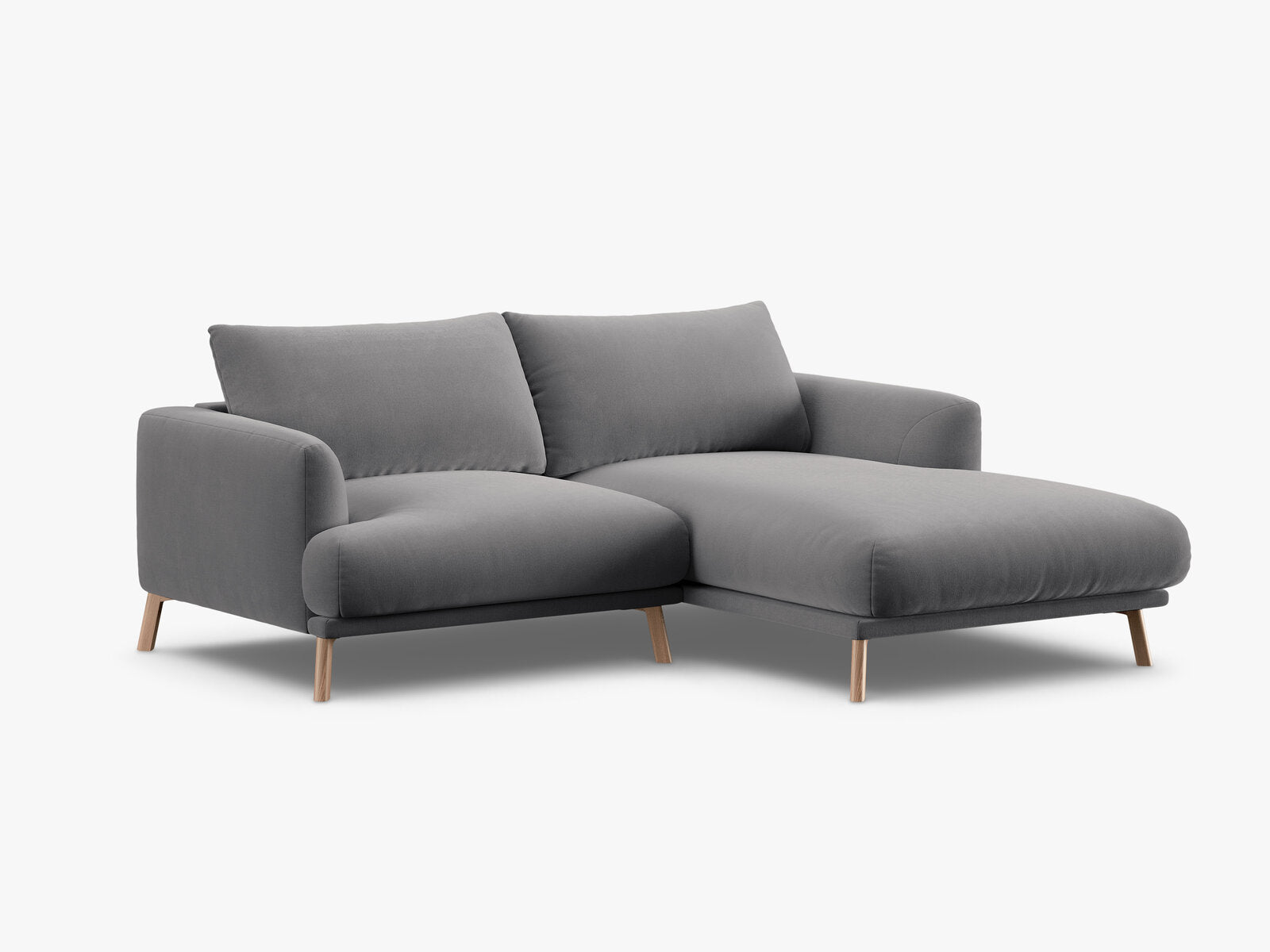 Micadoni Ecksofa Naomi 3-Sitzer kleine Version Rechts Samt Salvador Grau