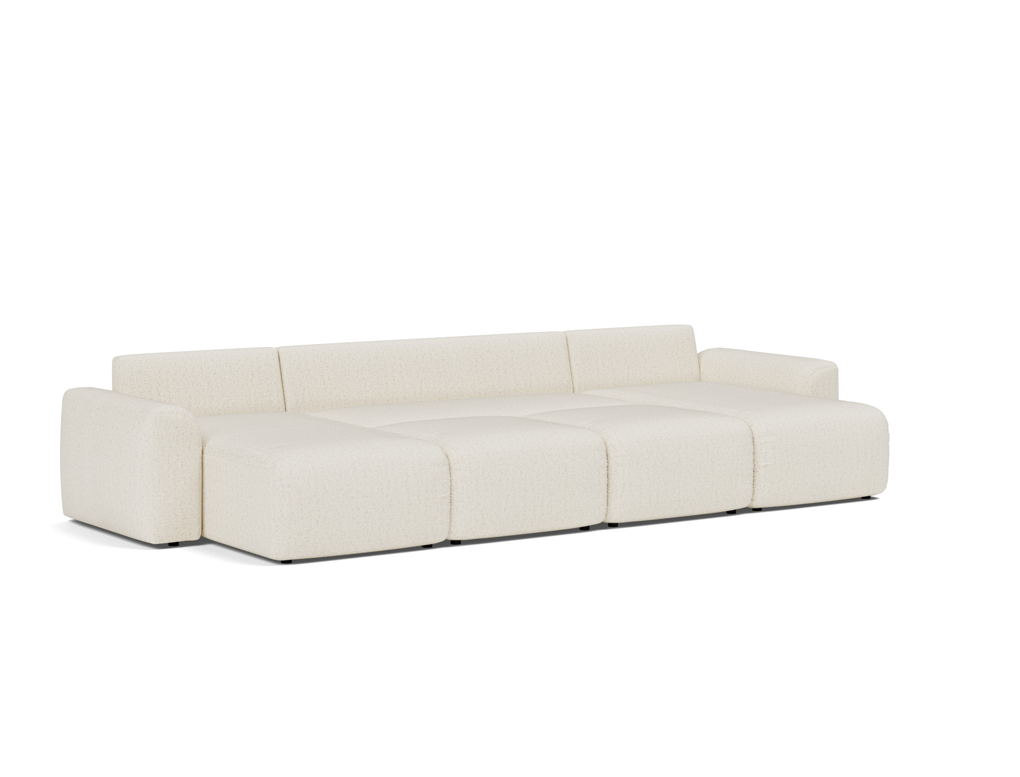 Schlafsofa Norum U-Form mit Chunky-Armlehnen Boucle Skandi 531-Off-White