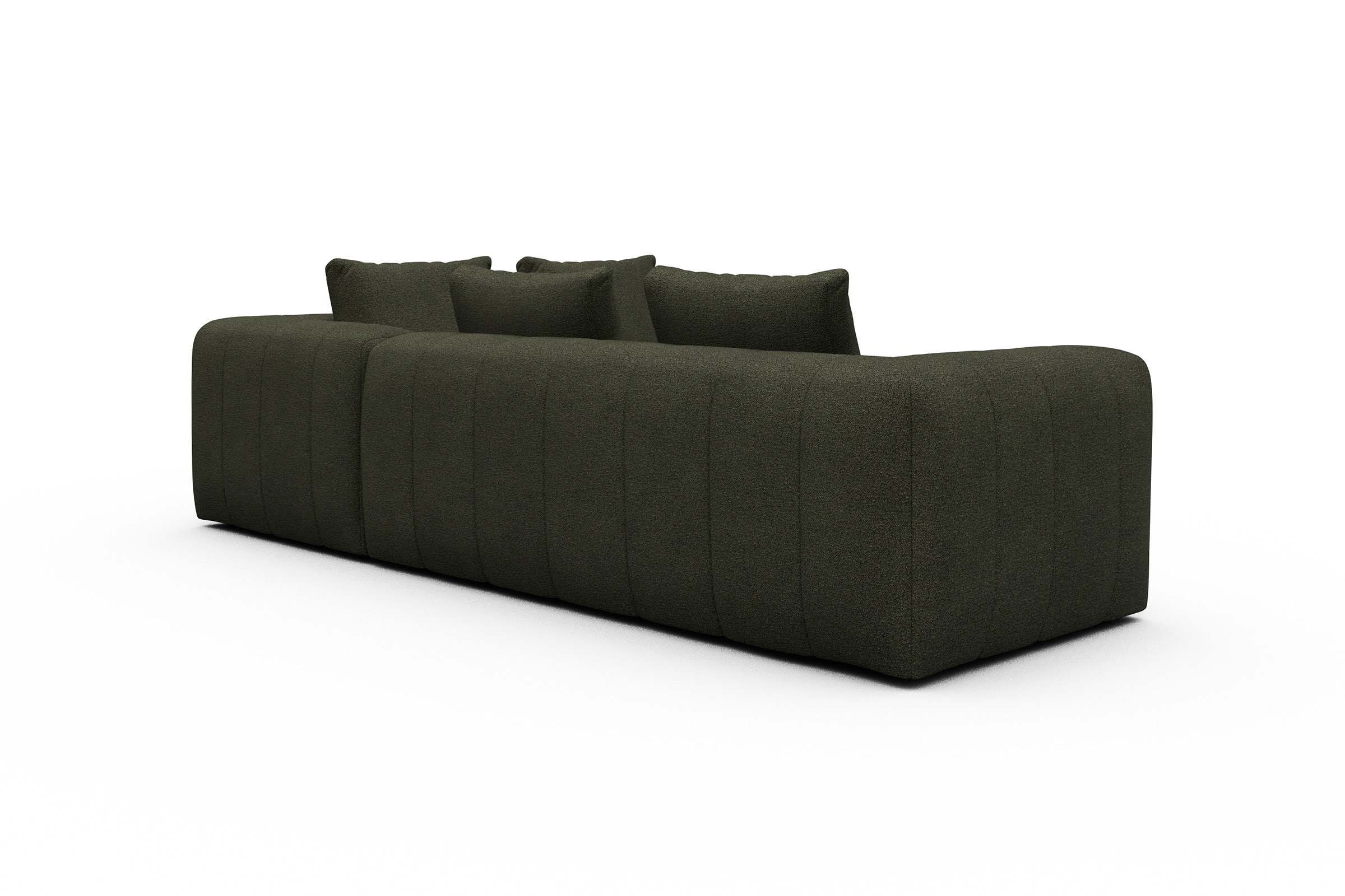 Ecksofa Hugo 2x 2,5-Sitzer Armlehne links Boucle-Forest-Green