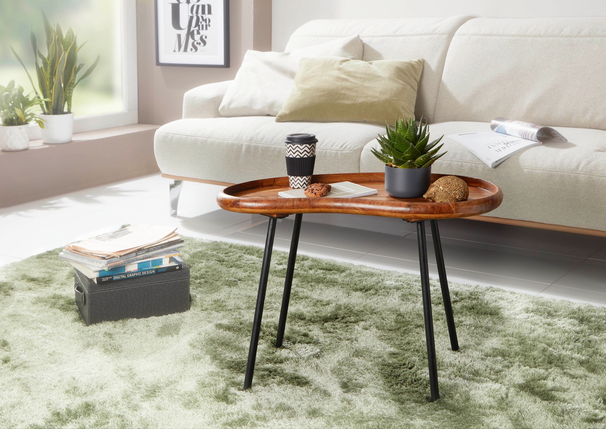 Couchtisch Fauske Massivholz Dunkelbraun Höhe 51 cm