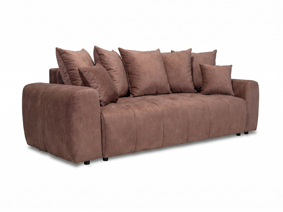 Bobochic Roxelane Schlafsofa 3-Sitzer mit Bettkasten Melange-Stoff Rot