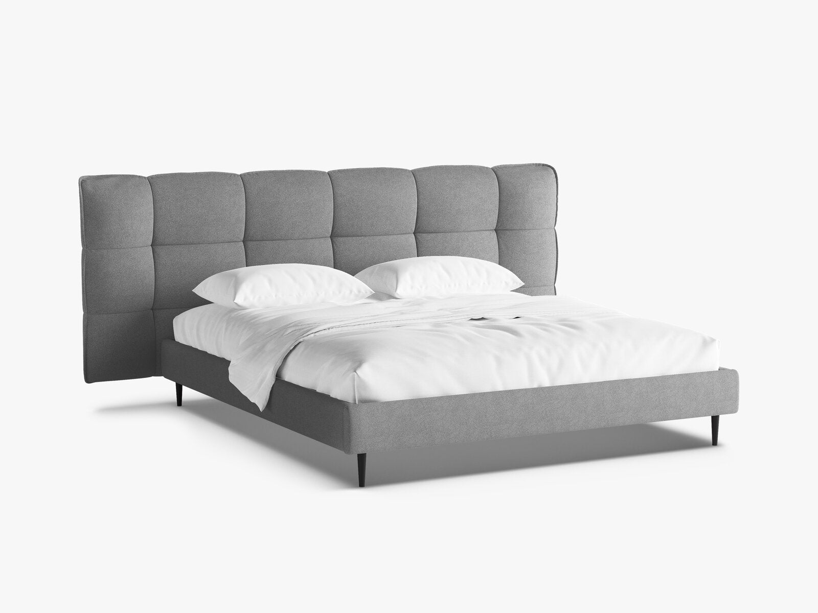 Micadoni Stauraumbett mit Kopfteil Eric with legs Boucle Sicuro Dunkelgrau 200x200