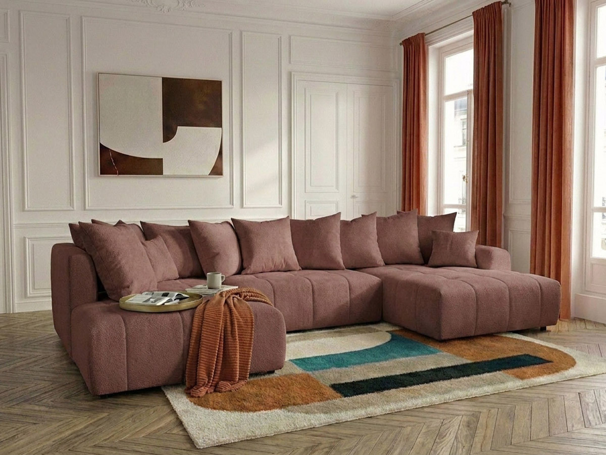 Bobochic Roxelane Wohnlandschaft Melange-Stoff Rot Ecke rechts
