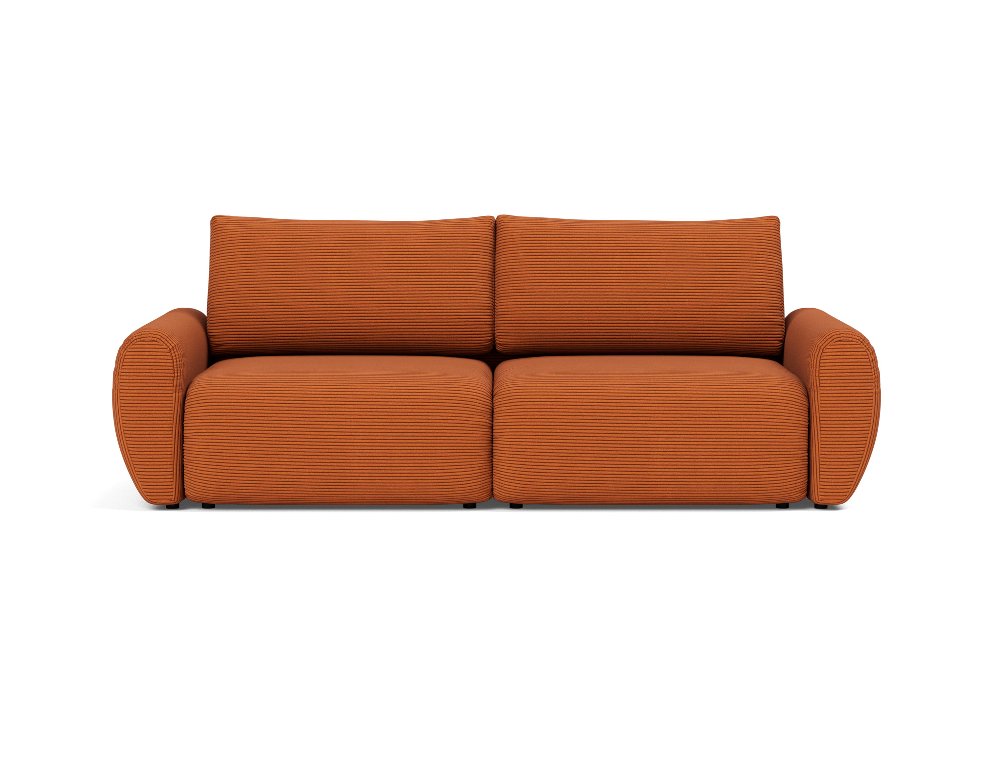 Schlafsofa Norum mit Curve-Armlehnen Kord Corduroy 595-Burnt-Orange