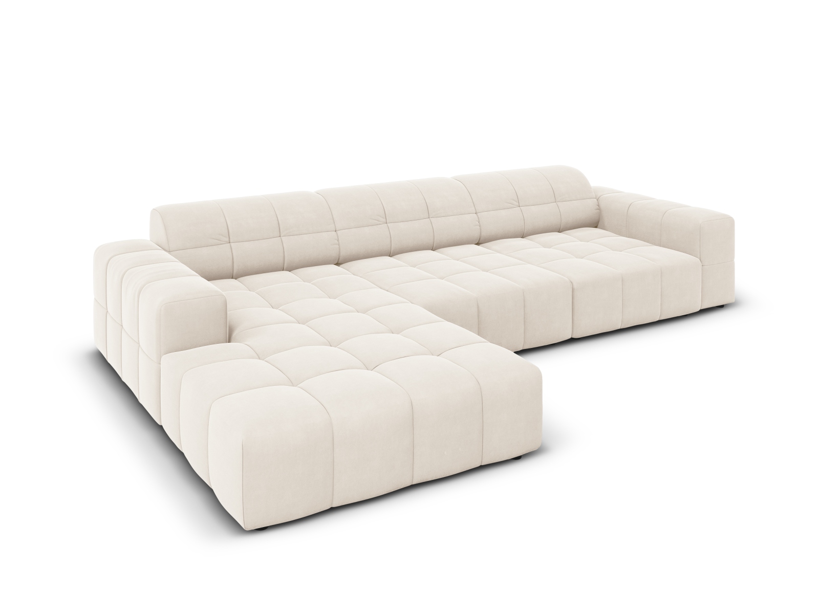 Cosmopolitan Design Ecksofa Chicago 4-Sitzer Samt Bluvel Helles Beige Links