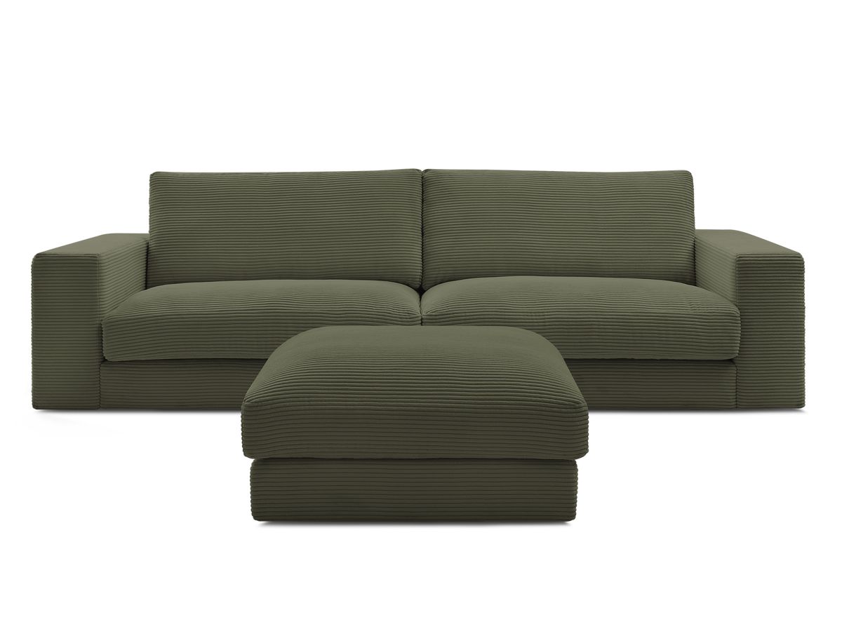 Bobochic Leonard Sofa 4-Sitzer mit Pouf 274 × 109 cm Cordsamt Hellgrün