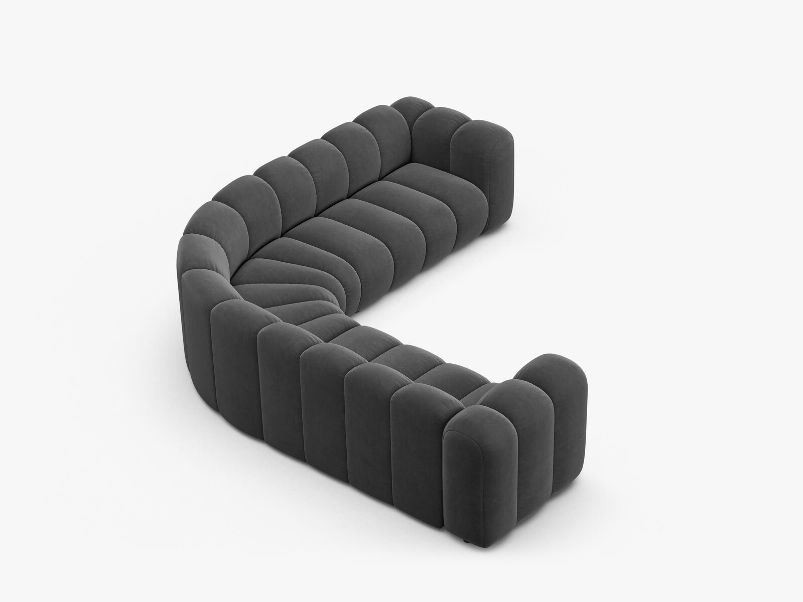 Micadoni symmetrisches Ecksofa Lupine 5-Sitzer mittelgroß Samt Venus Grau