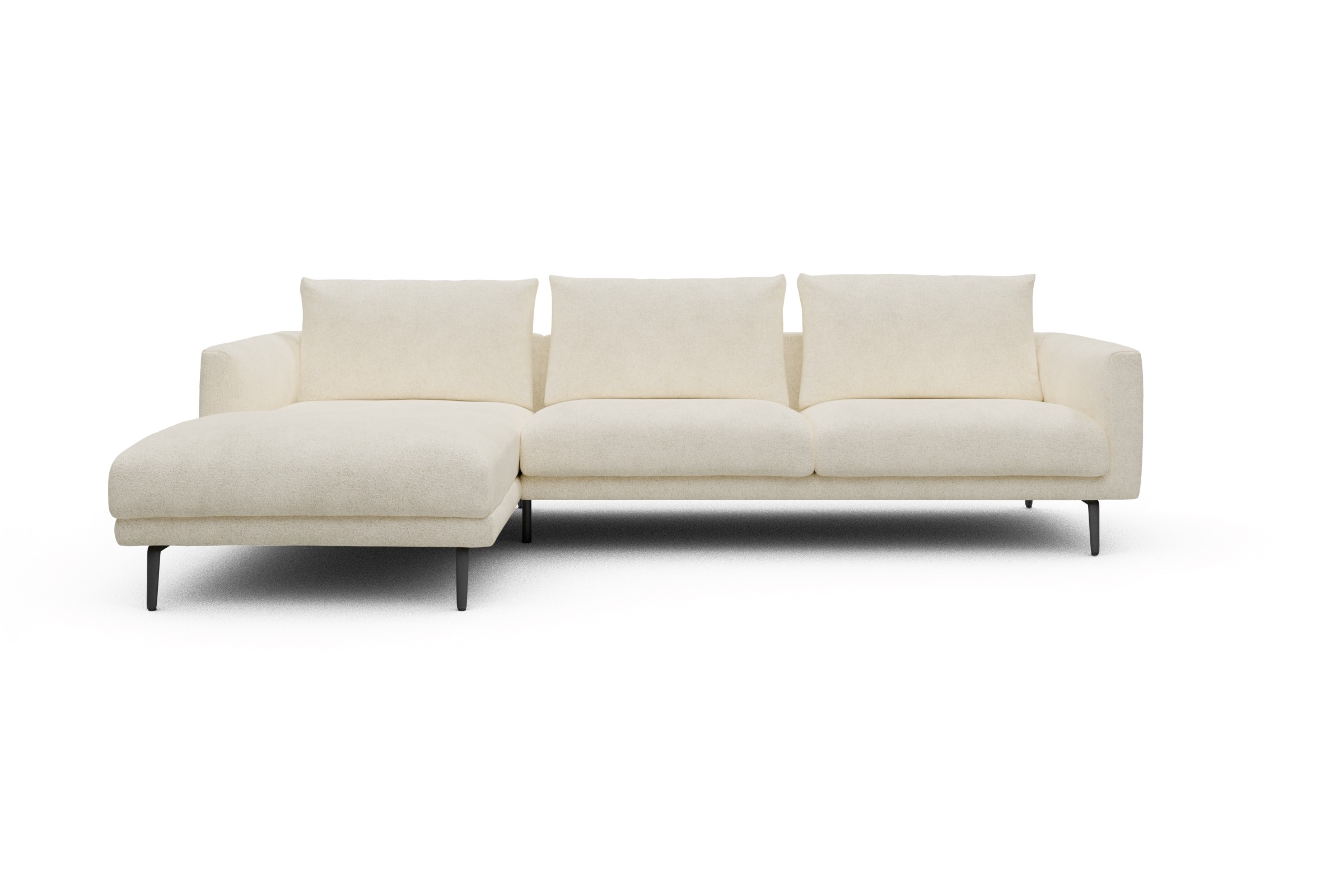 Skandi Home Ecksofa Karl Chaiselongue links mit 2,5-Sitzer Boucle-Off-White moebelfaktor