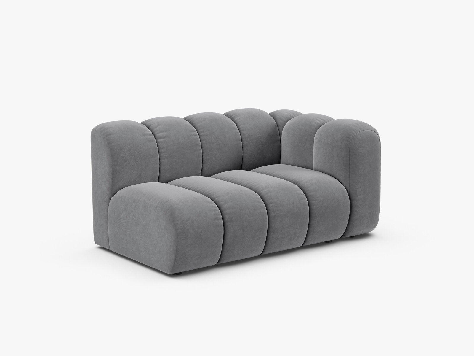 Micadoni Modul Lupine 2-Sitzer Rechts Samt Salvador Grau