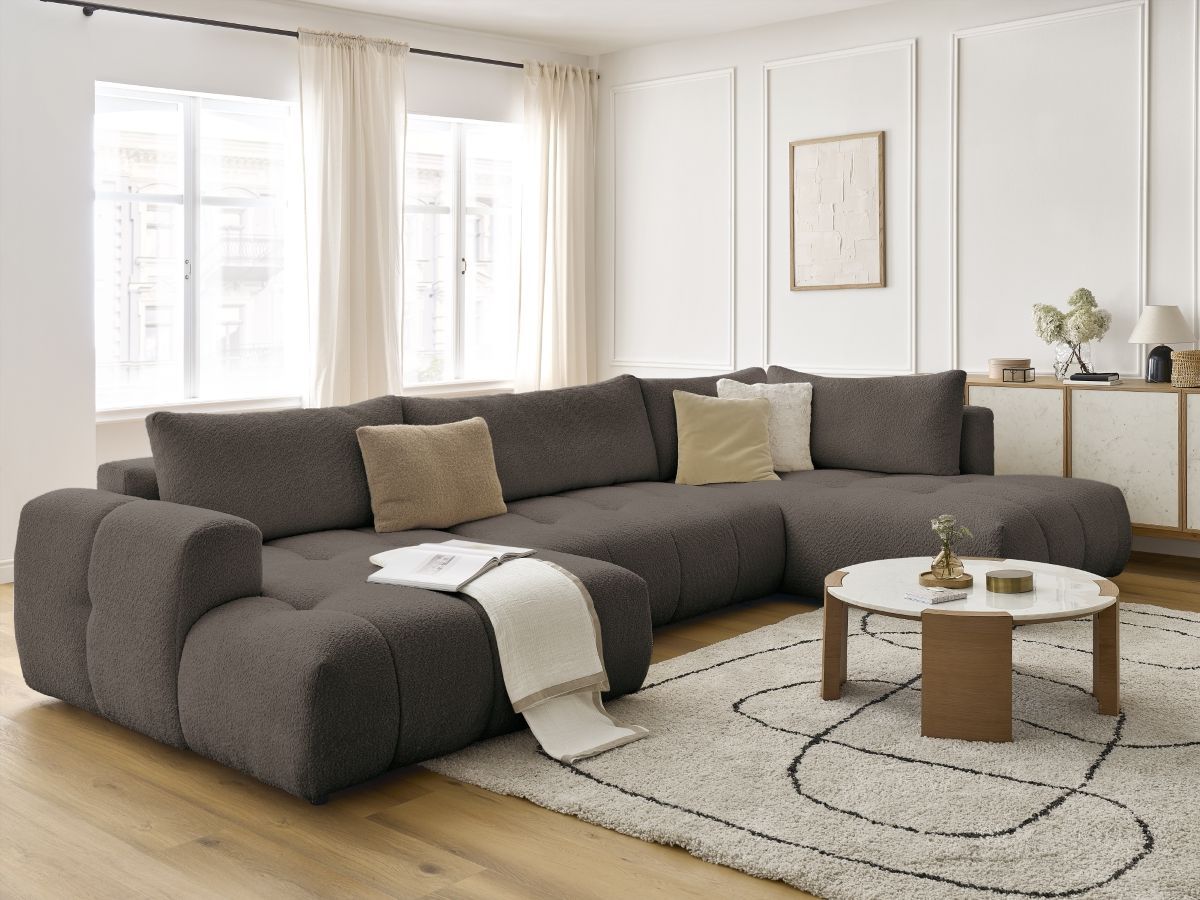 Bobochic Fuji Wohnlandschaft Bouclé-Stoff Braun Ecke links