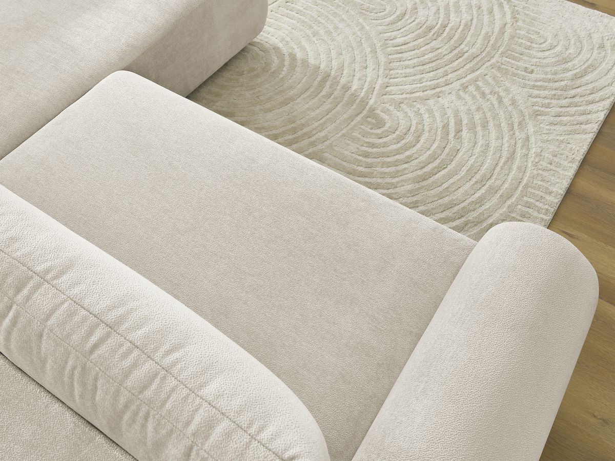 Bobochic Lucien Ecksofa mit Schlaffunktion und Bettkasten 296 × 198 cm Stoff Beige Ecke rechts