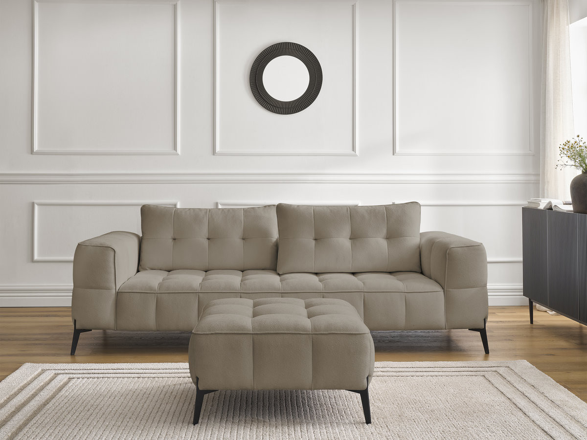 Bobochic Anis Sofa 3-Sitzer mit Pouf Strukturstoff Taupe