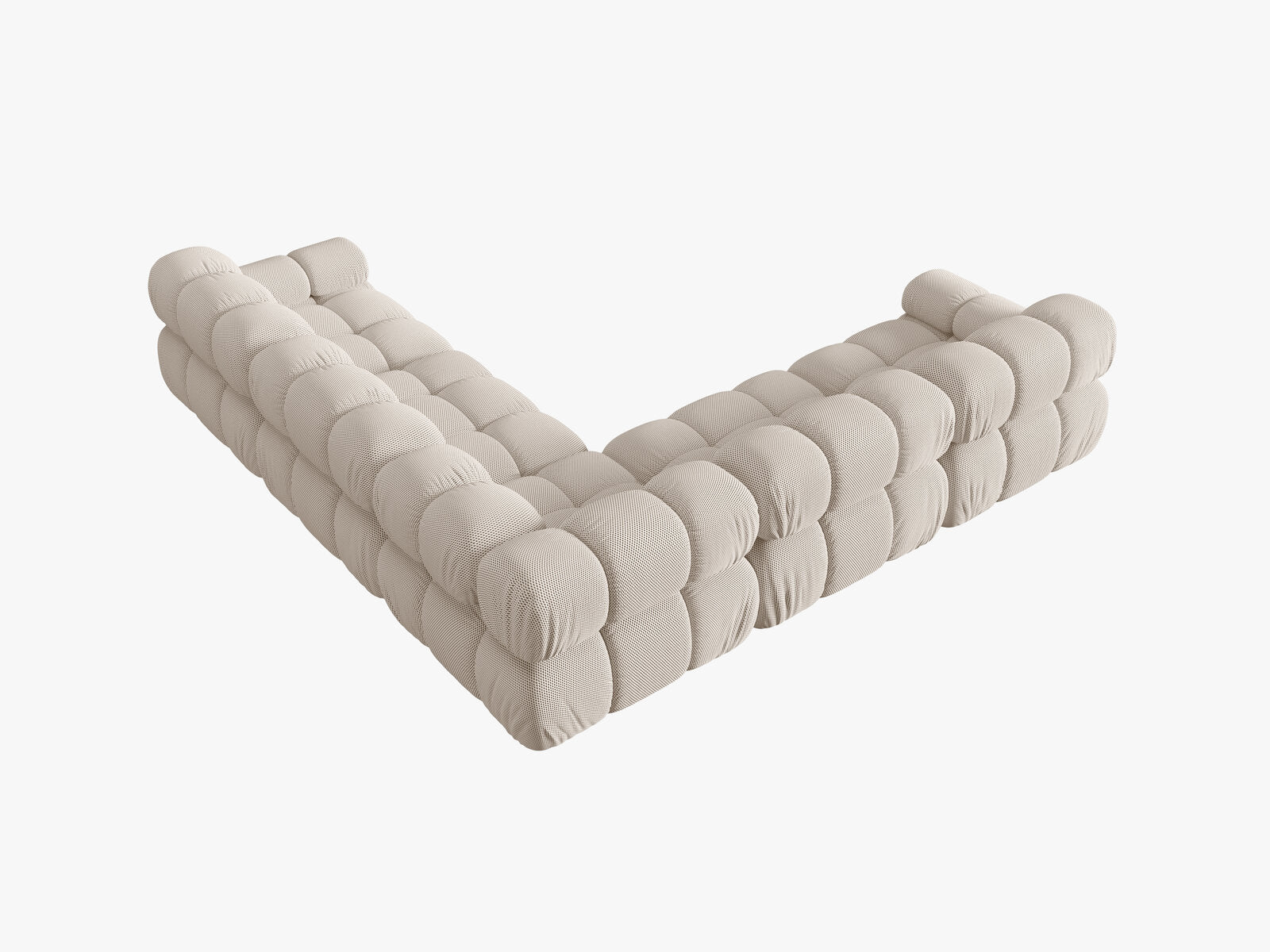 Micadoni Symmetrisches Ecksofa Bellis 5-Sitzer 3D-Stoff Sonic Helles Beige