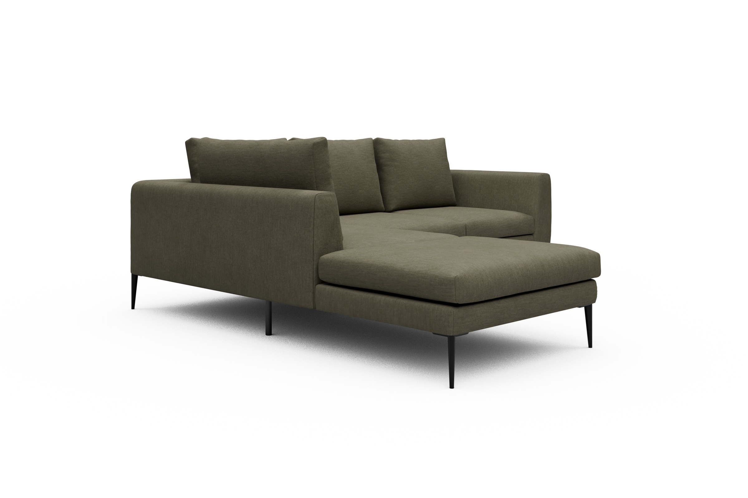Ecksofa Paul Relax-Ecke links mit 2-Sitzer Vivus-Dusty-Olive
