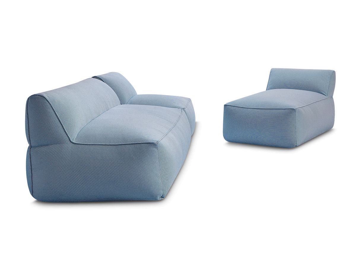 Bobochic Riviera Gartensofa 4-Sitzer Melange-Stoff Dunkelblau