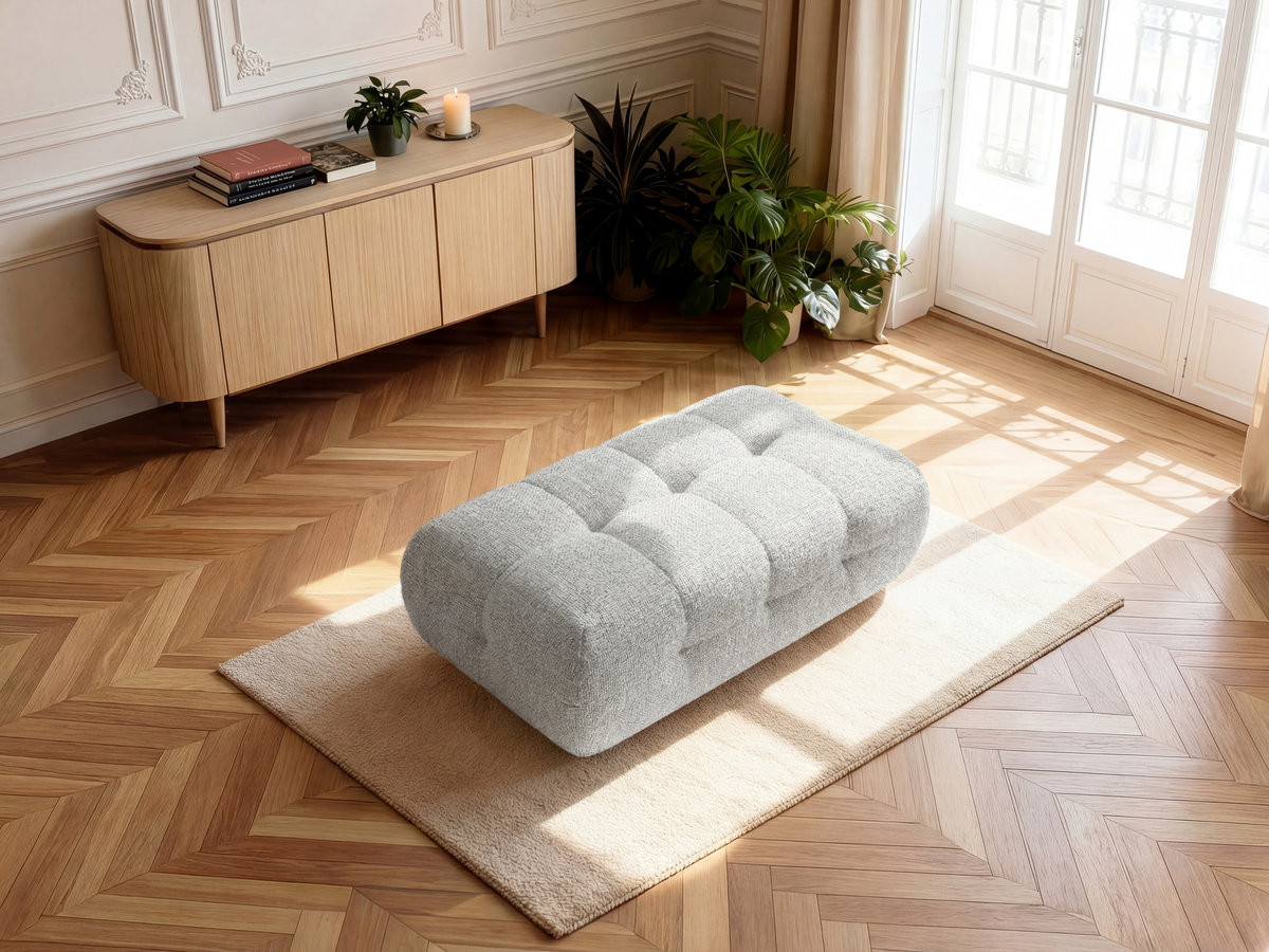 Bobochic Laura Pouf 135 × 84 cm Melange-Stoff Hellgrau