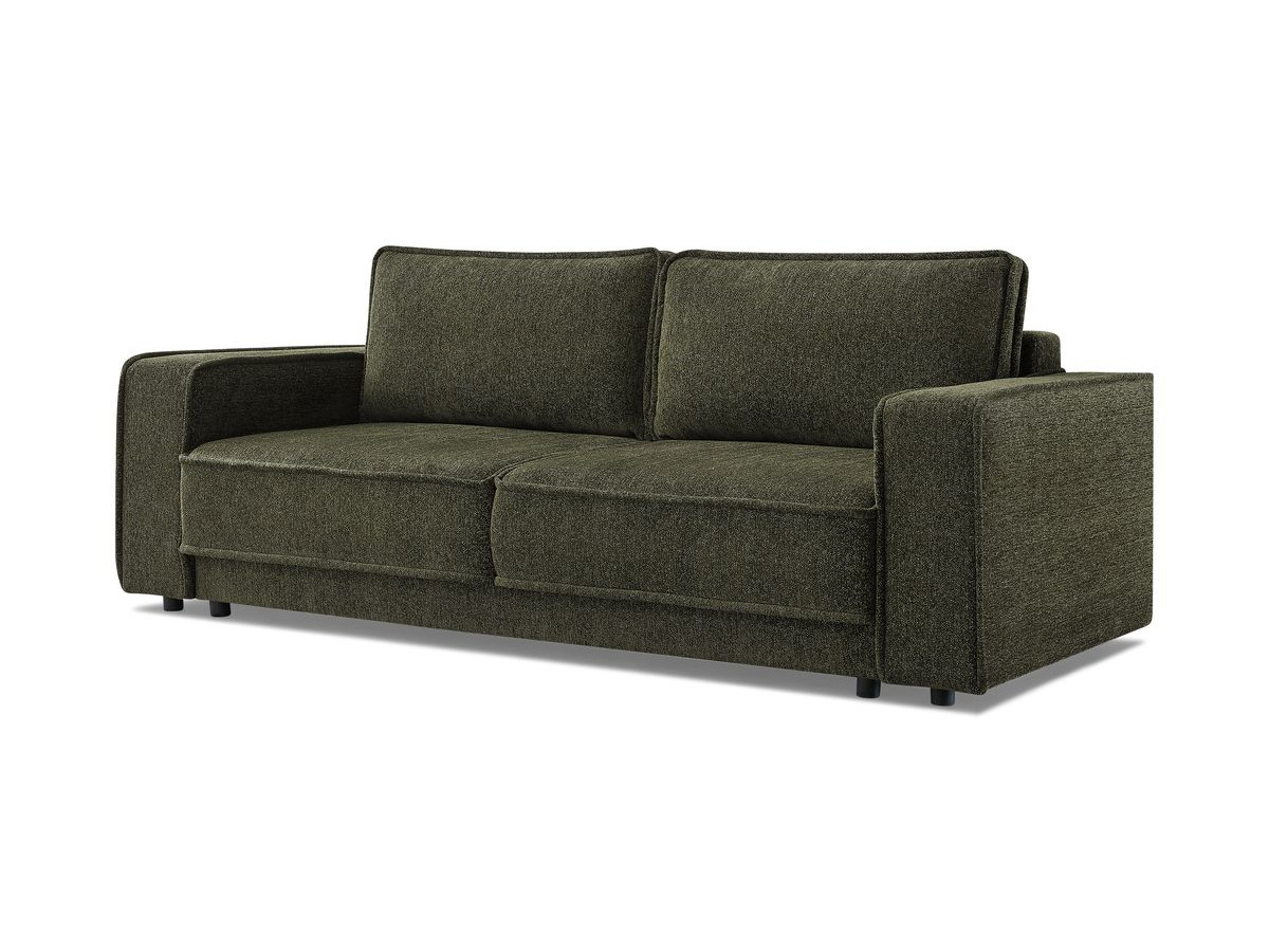Bobochic Emile Schlafsofa 3-Sitzer mit Bettkasten Melange-Stoff Grün