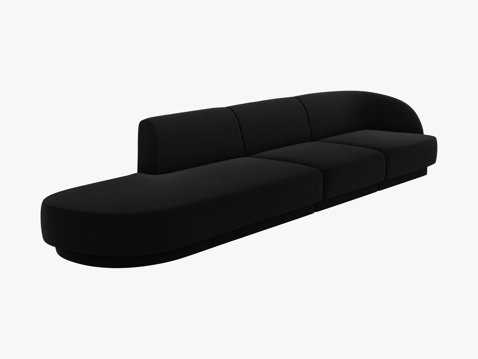 Micadoni Sofa Miley 4-Sitzer Links Samt Bluvel Schwarz