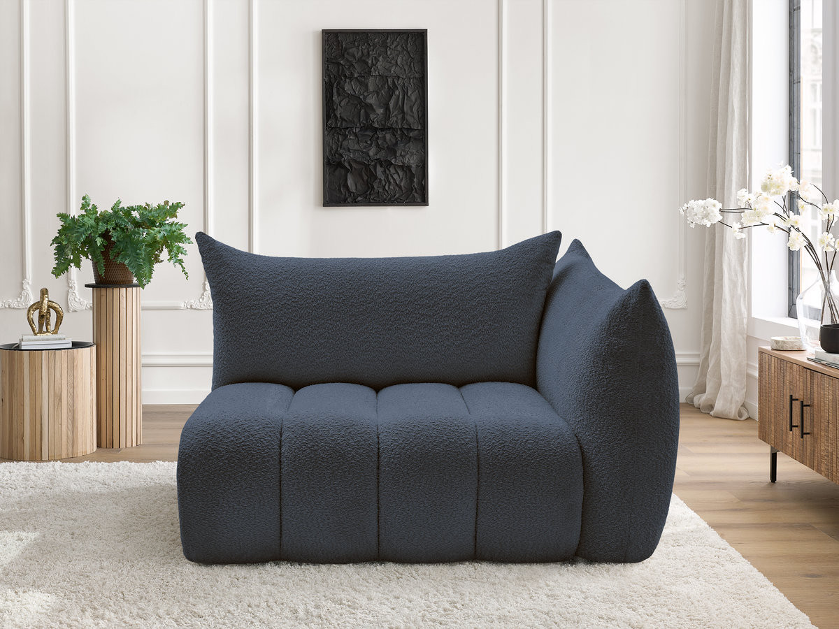 Bobochic Azra Sofamodul 2-Sitzer 143 × 112 cm Bouclé-Stoff Dunkelblau Ecke rechts
