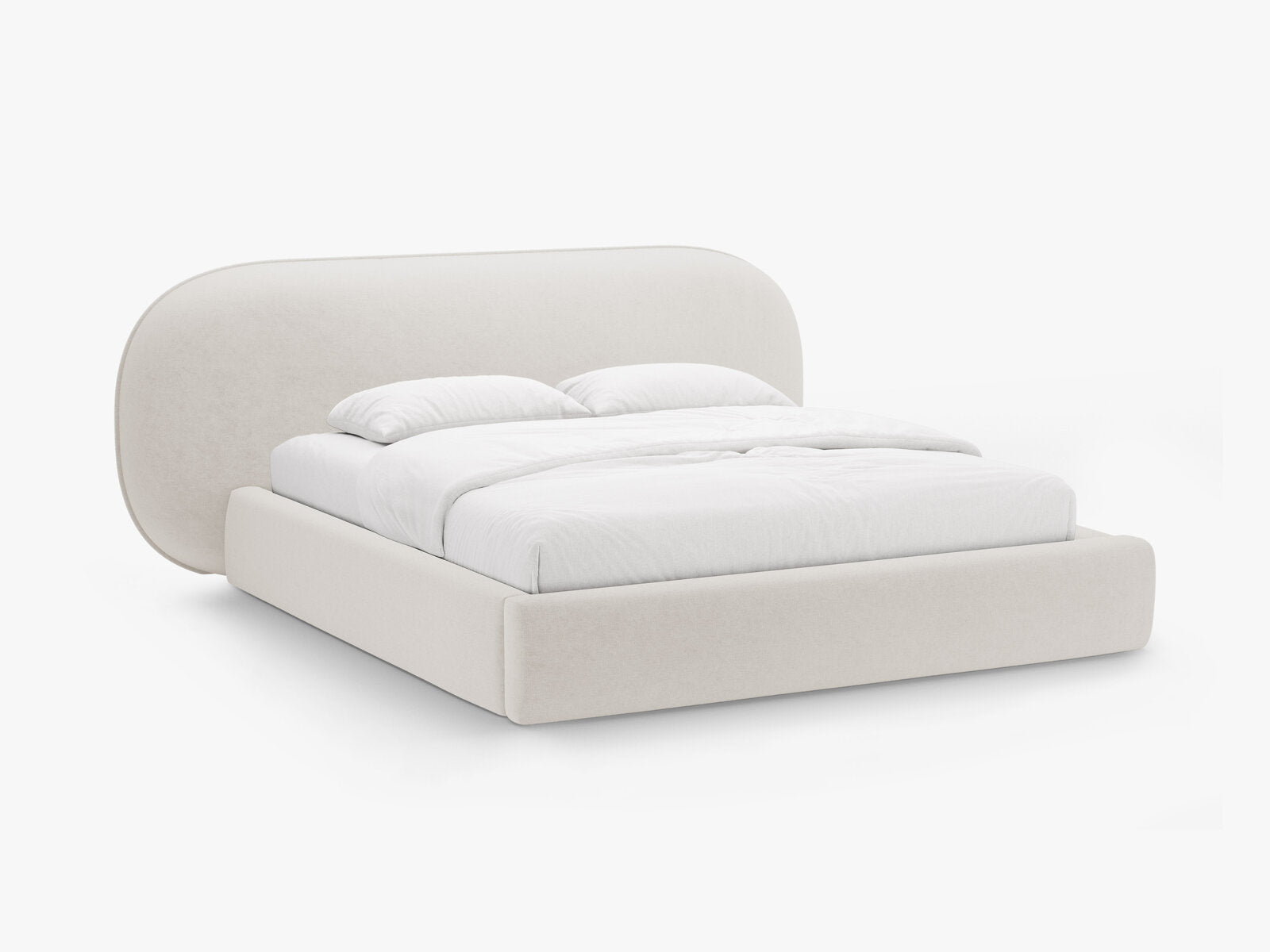 Micadoni Stauraumbett mit Kopfteil Ovalo Chenille Perfect Harmony Helles Beige 140x200