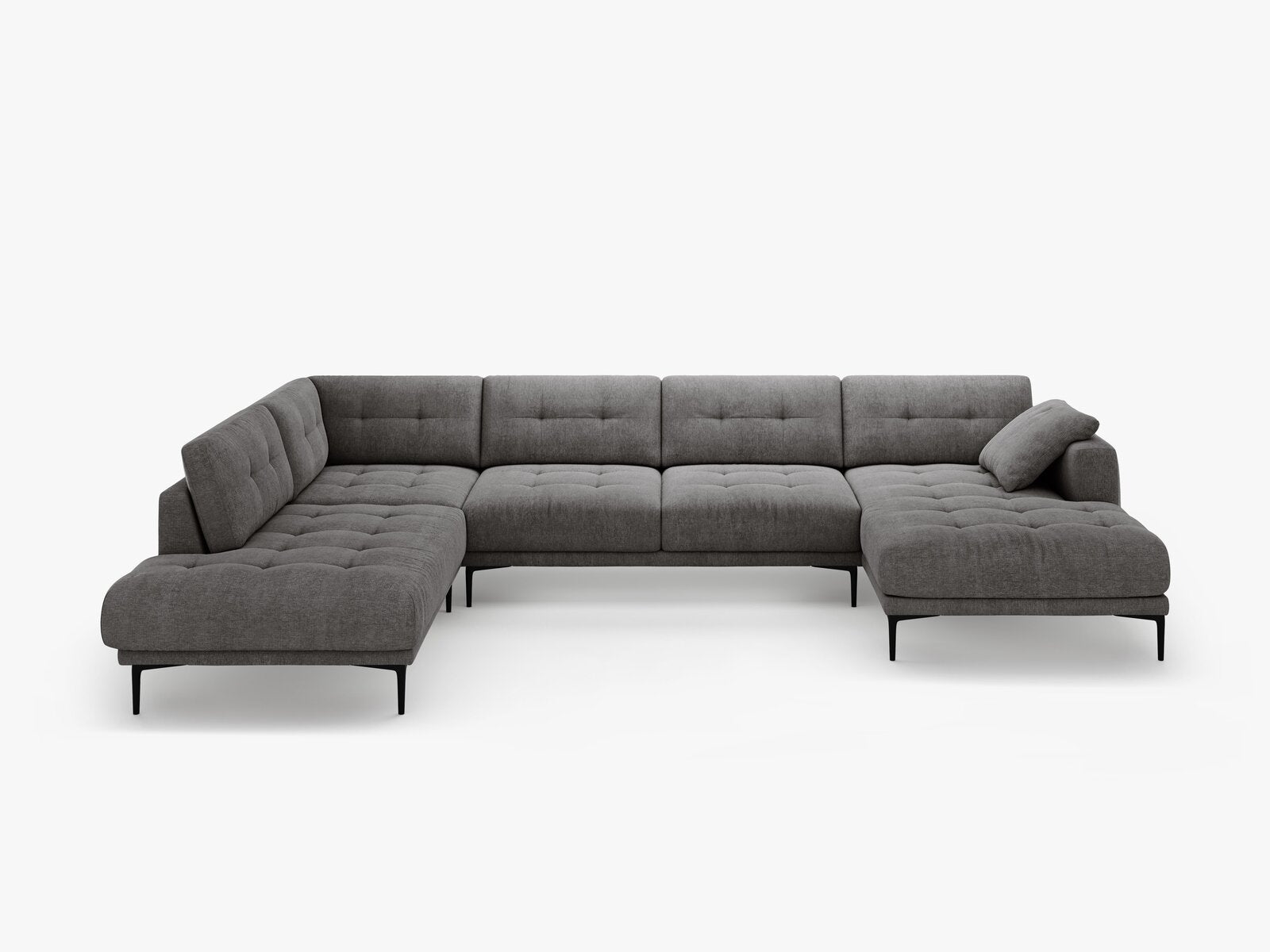 Micadoni Panorama Ecksofa Bemy 7-Sitzer Links Strukturierter Stoff Grau