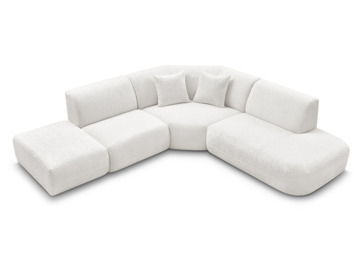 Bobochic Anda Ecksofa 279 × 264 cm Chenille Weiß Ecke rechts