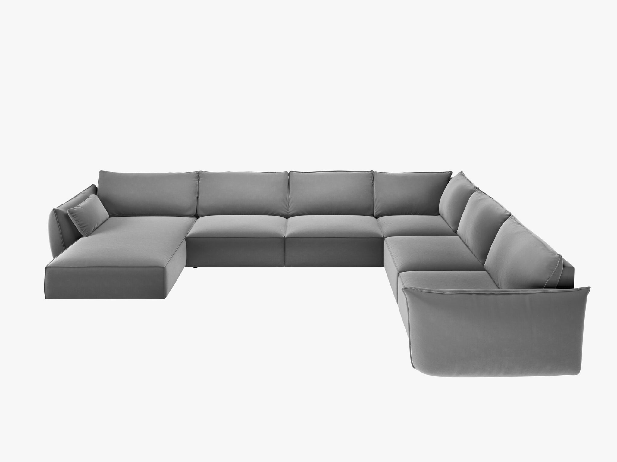 Micadoni Panorama-Ecksofa Kaelle 8-Sitzer Rechts Samt Bluvel Grau moebelfaktor