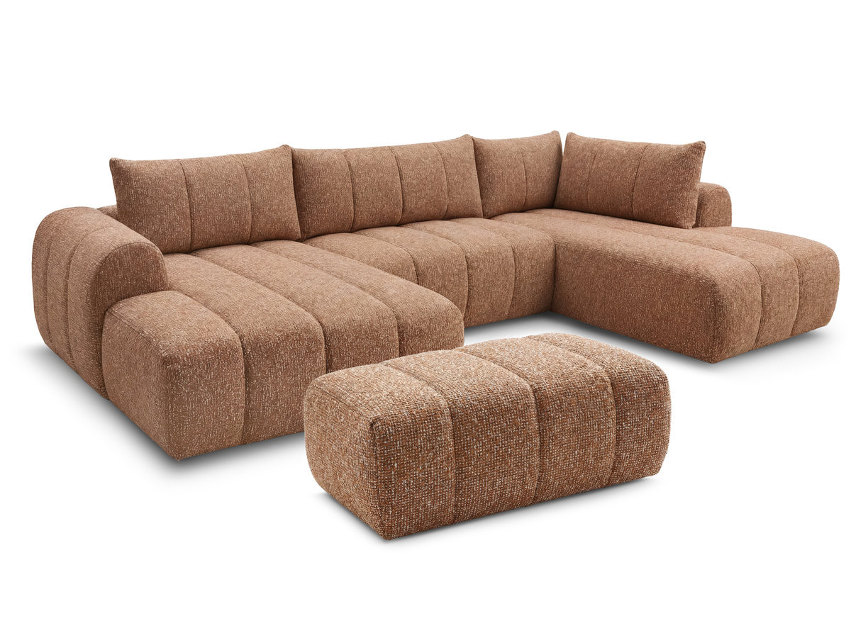 Bobochic Nesty Wohnlandschaft mit Pouf Melange-Stoff Orange Ecke links